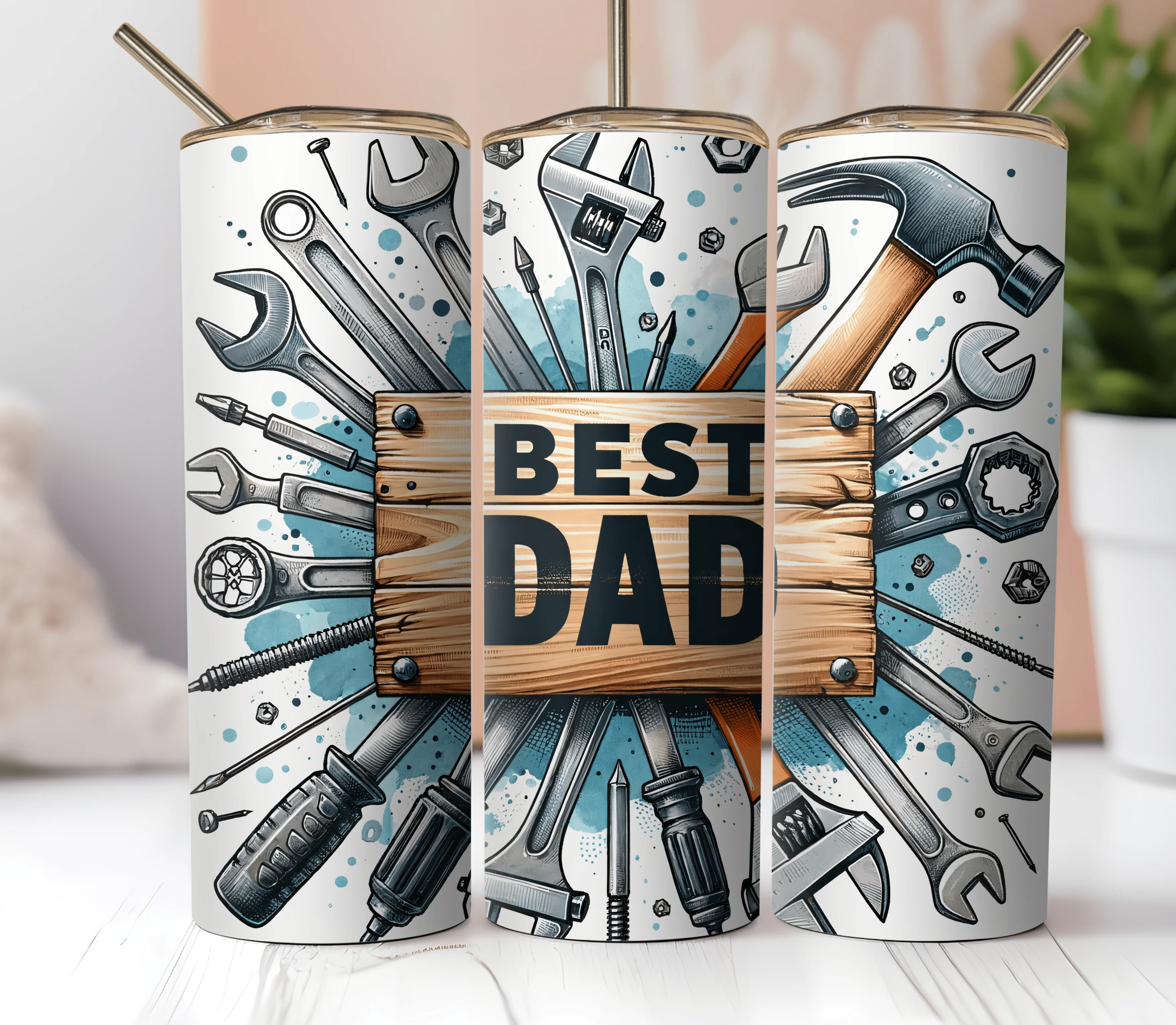 20oz Skinny Tumbler Sublimation Print - Best Dad