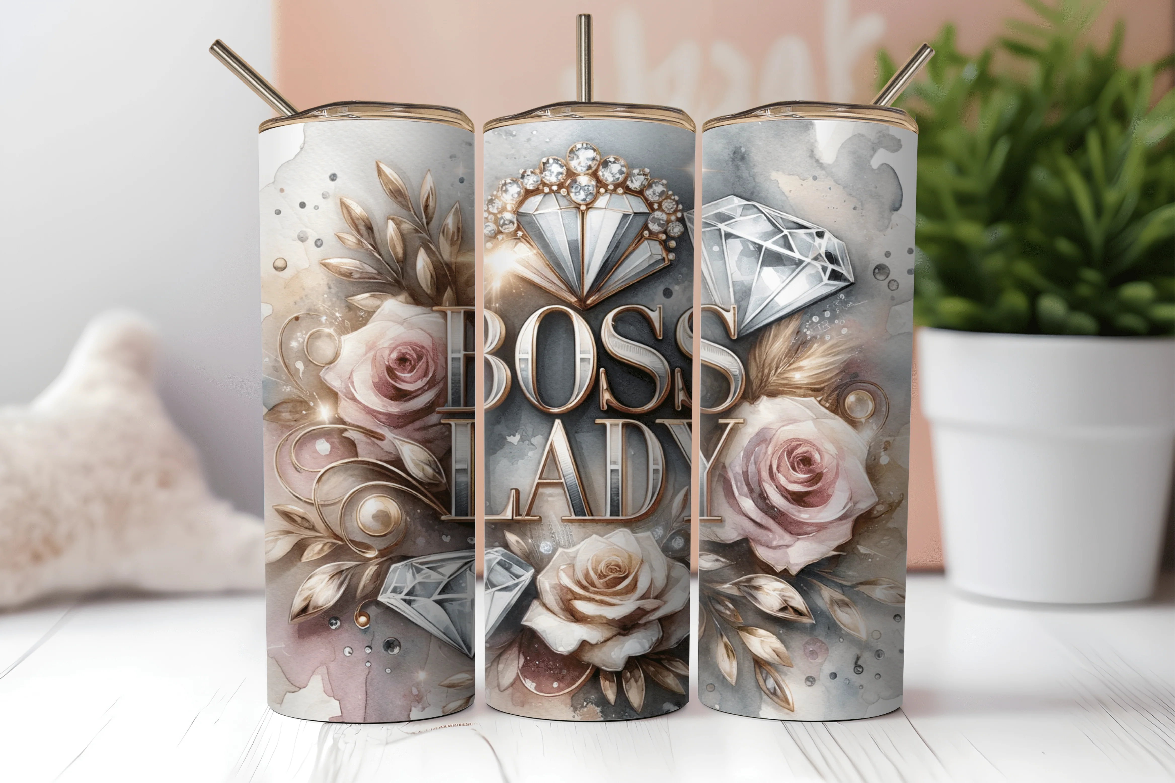 20oz Skinny Tumbler Sublimation Print - Boss Lady