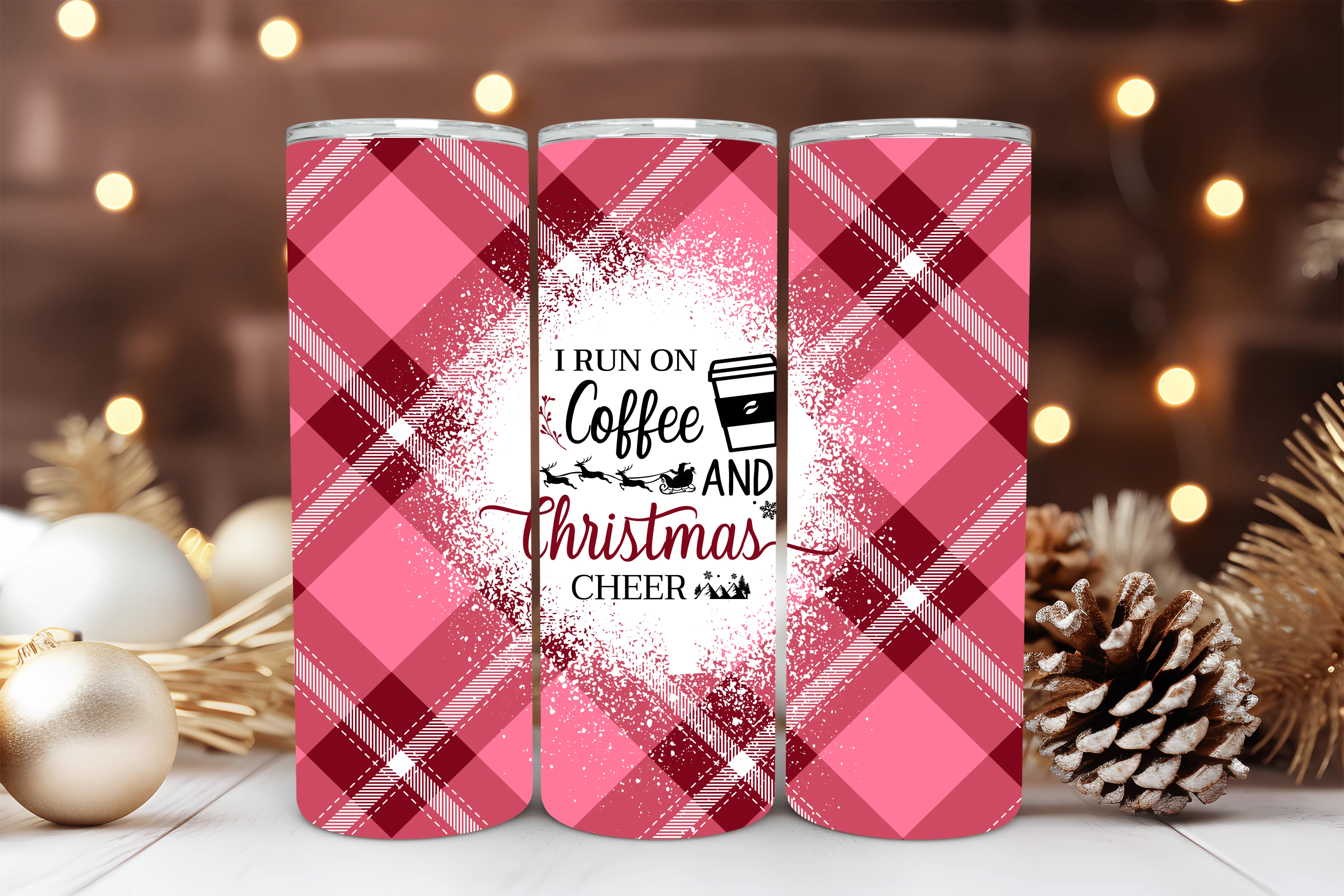 20oz Skinny Tumbler Sublimation Print - Christmas Coffee
