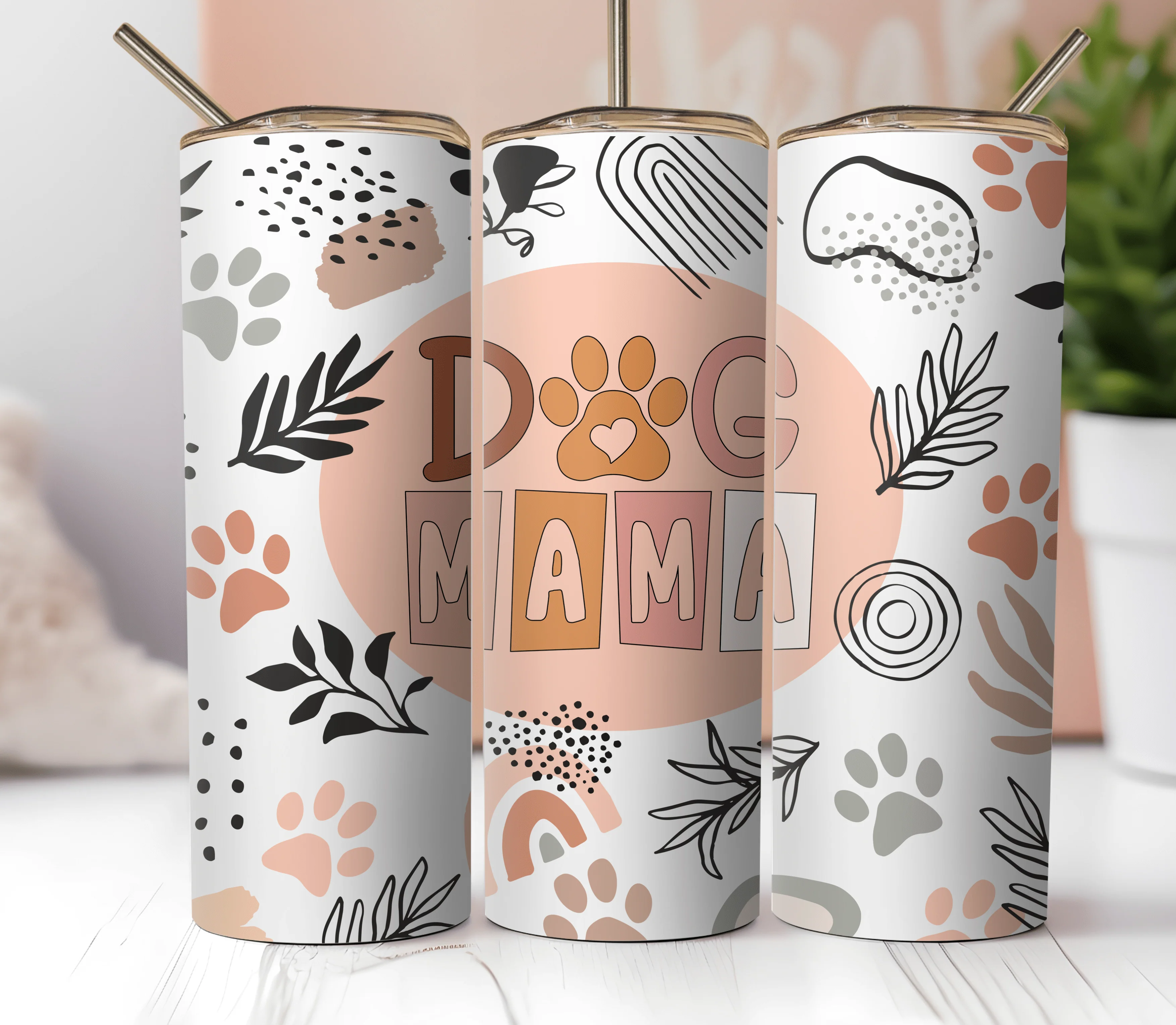 20oz Skinny Tumbler Sublimation Print - Dog Mama