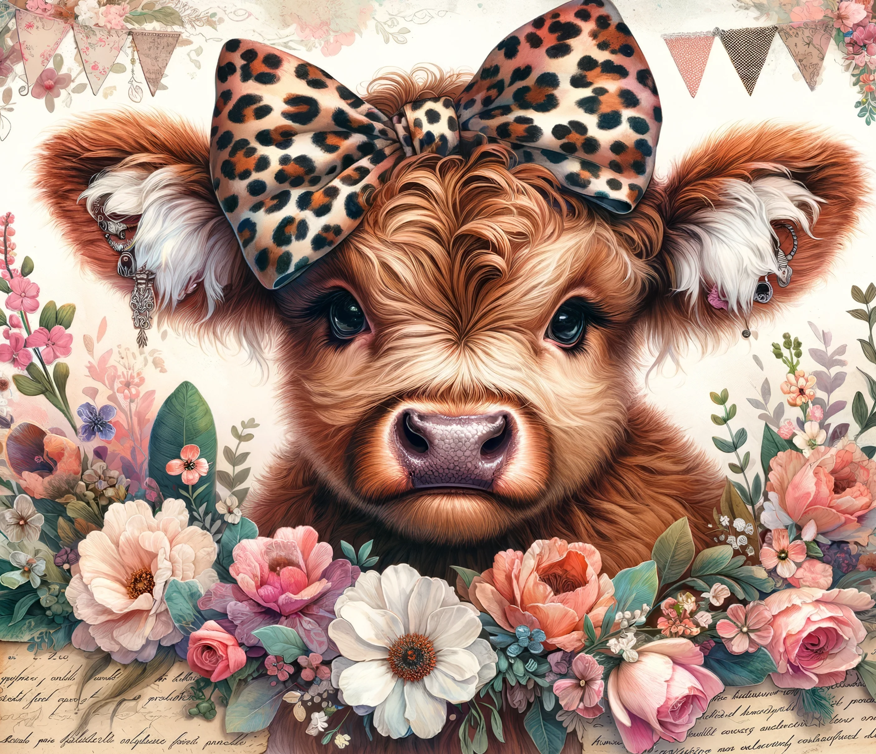 20oz Skinny Tumbler Sublimation Print - Highland Cow - Image 2