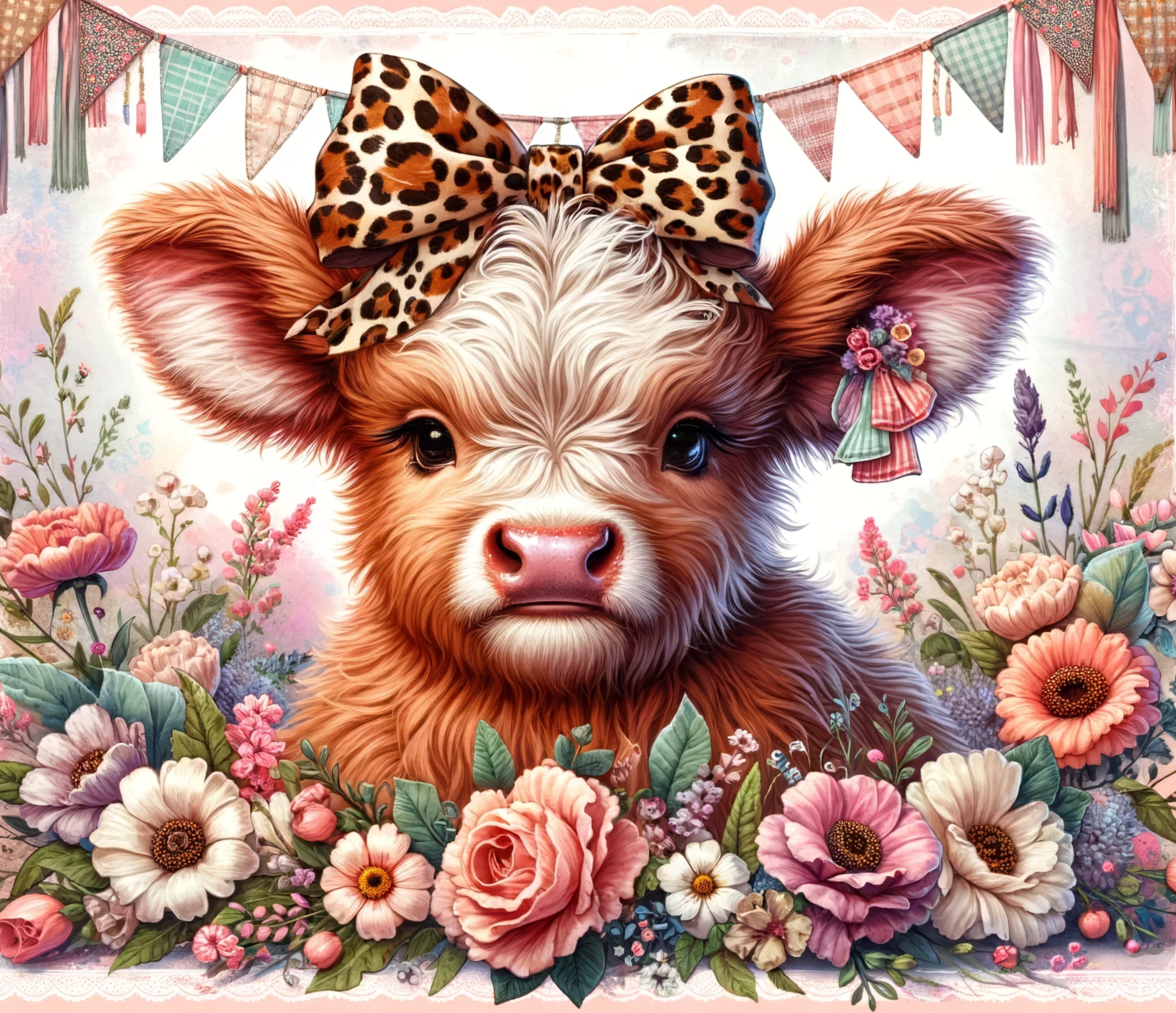20oz Skinny Tumbler Sublimation Print - Highland Cow - Image 2