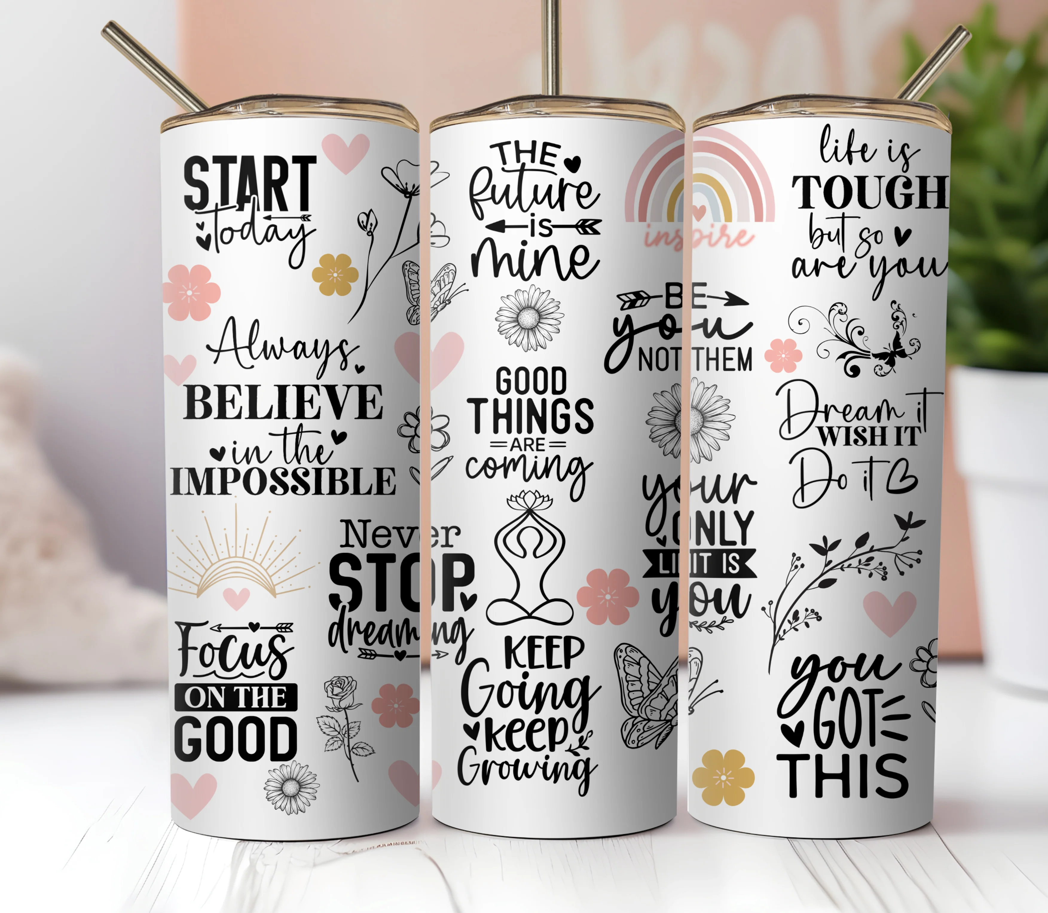 20oz Skinny Tumbler Sublimation Print - Inspirational