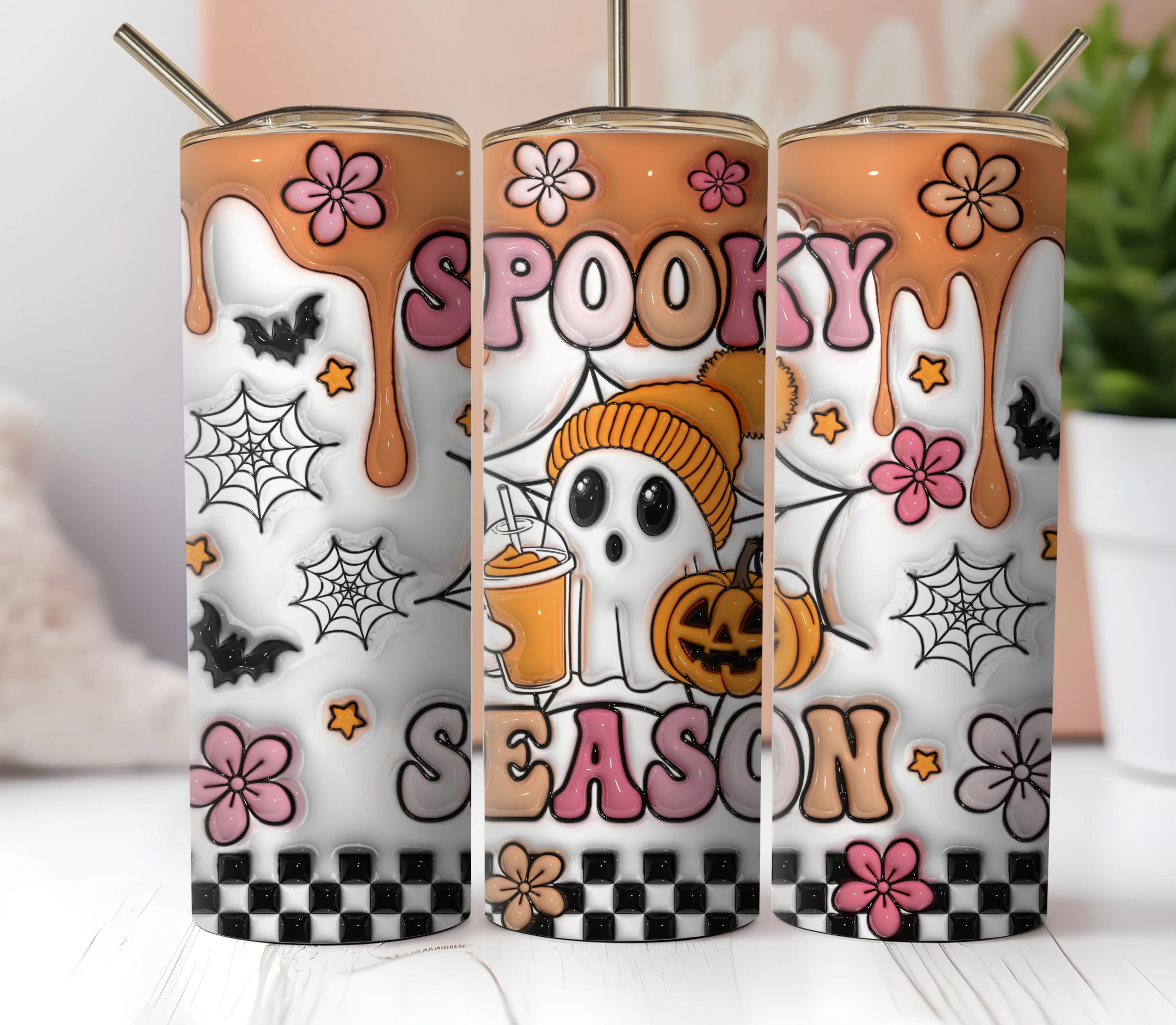 20oz Skinny Tumbler Sublimation Print - Spooky Season