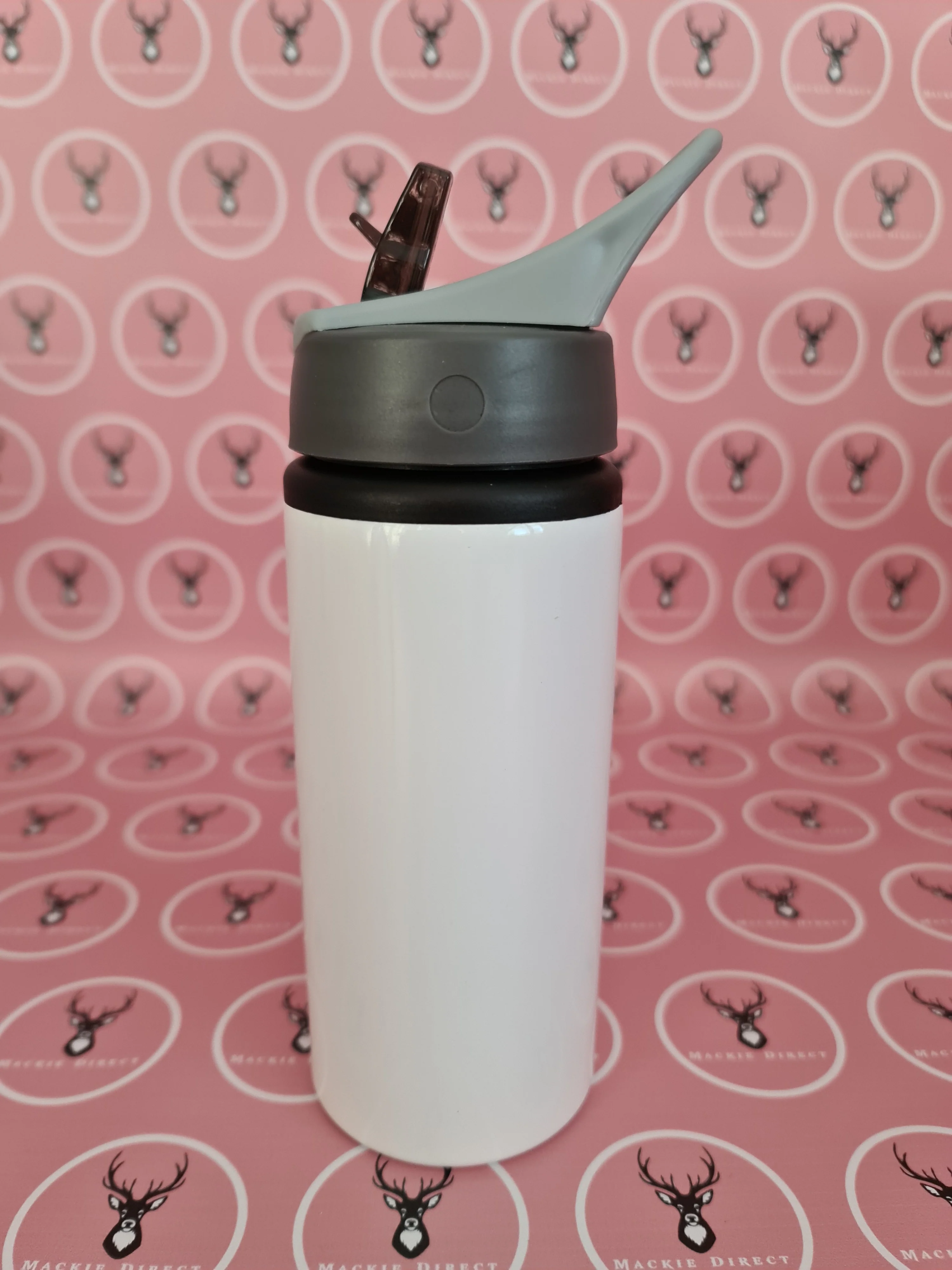 600ml Sublimation Grey Handled Water Bottle with Straw & Handle