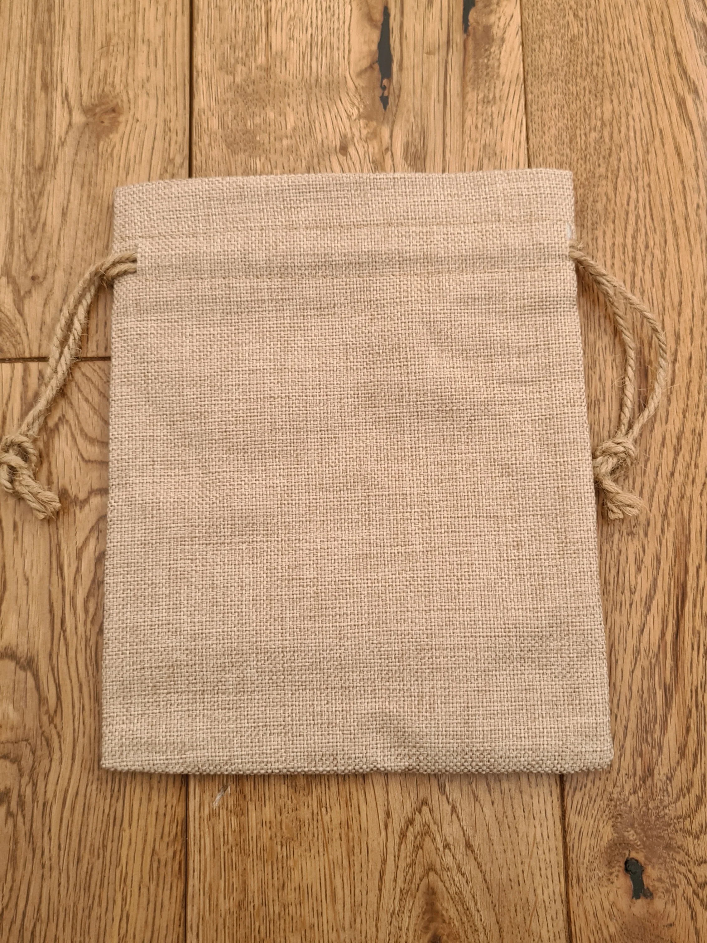 Faux Burlap Drawstring Bag