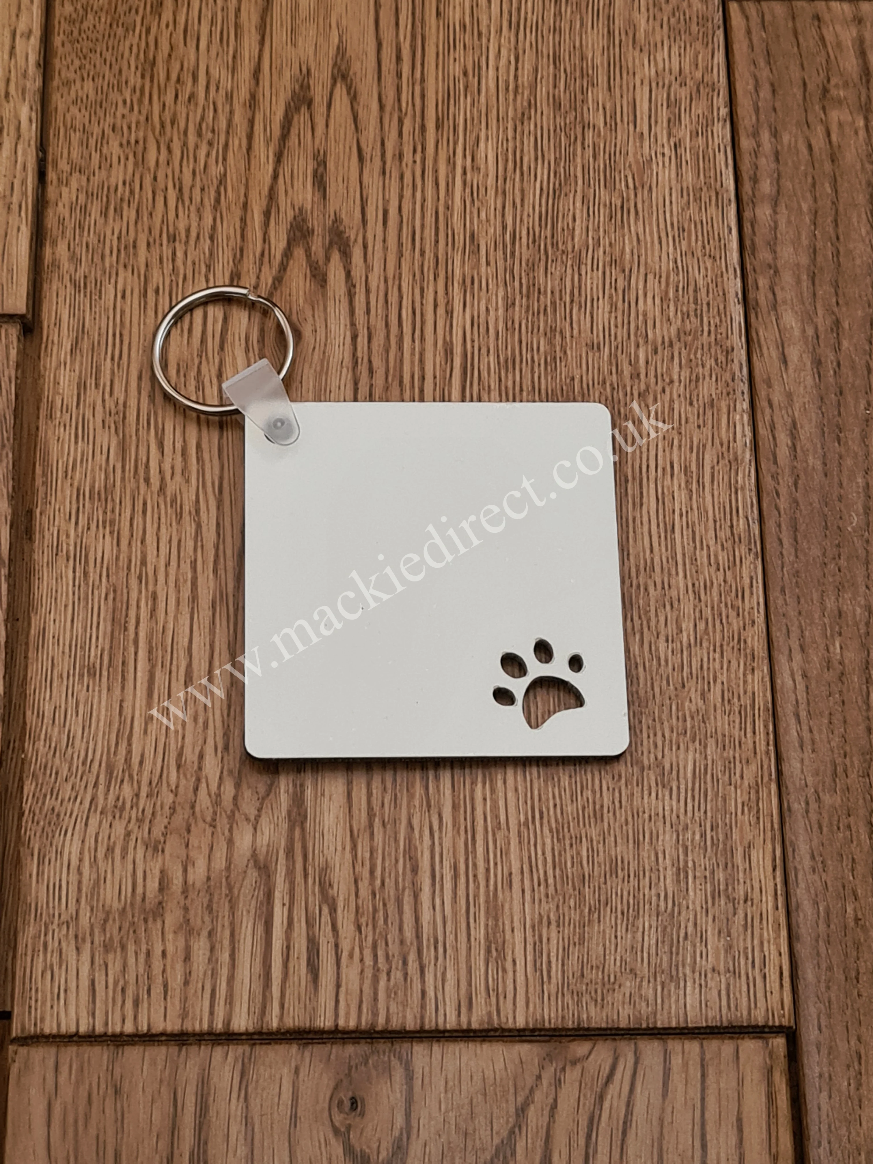MDF Double Sided Pawprint Cut Out Square Shaped Keyrings