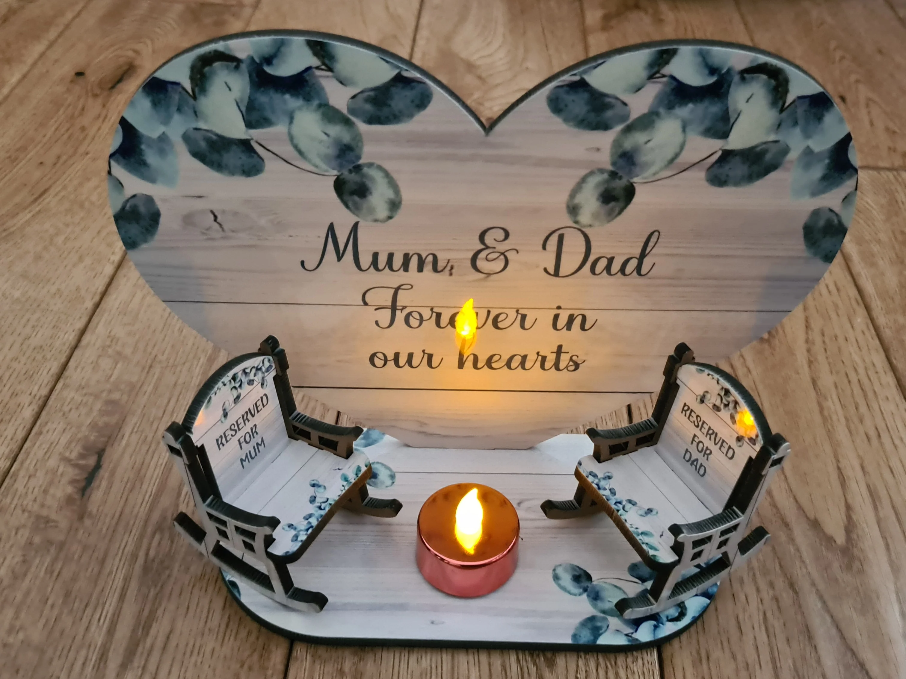 Heart & Double Chair Sublimation MDF Memorial Stand - Image 2