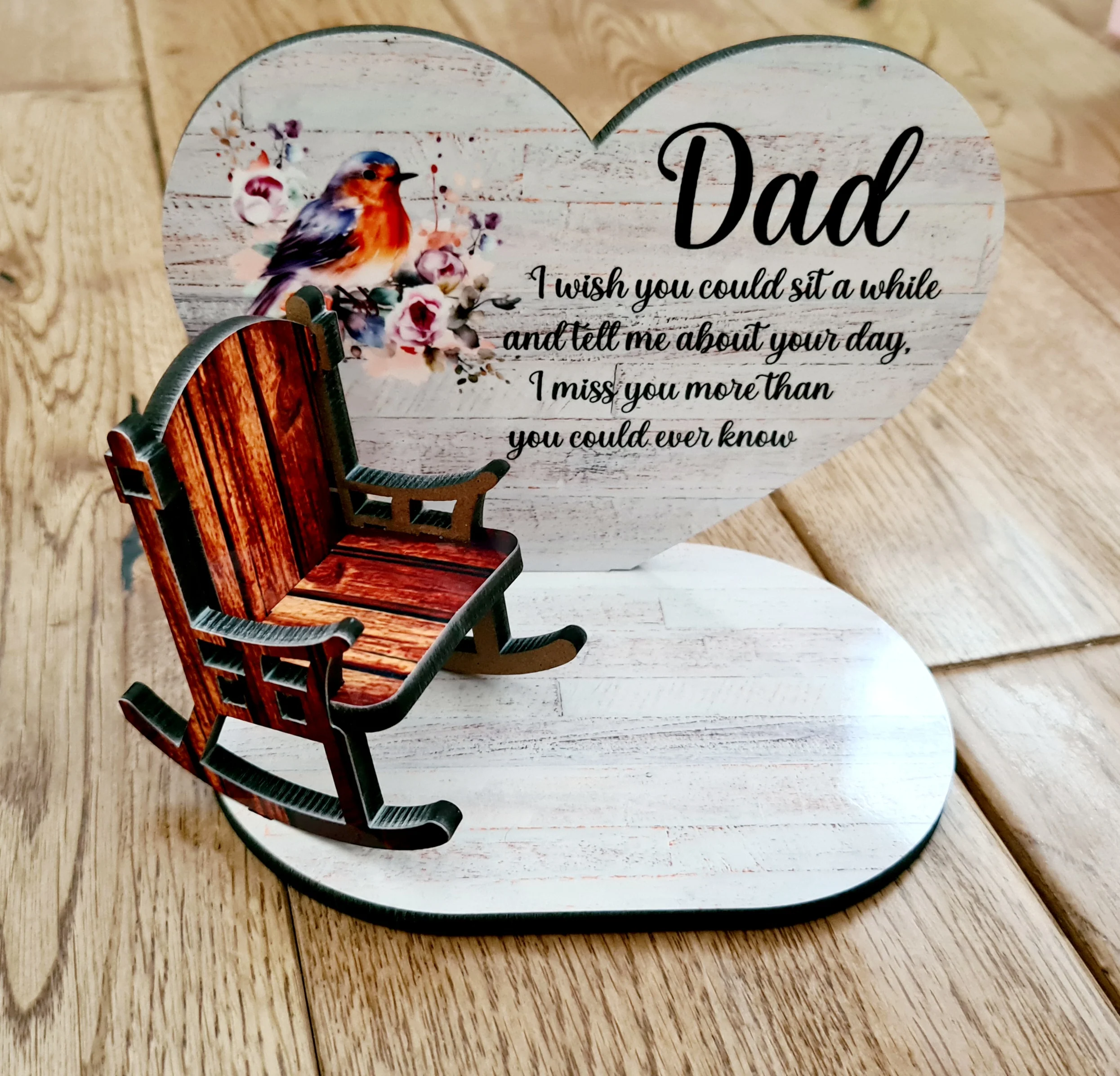 Heart & Single Chair Sublimation MDF Memorial Stand