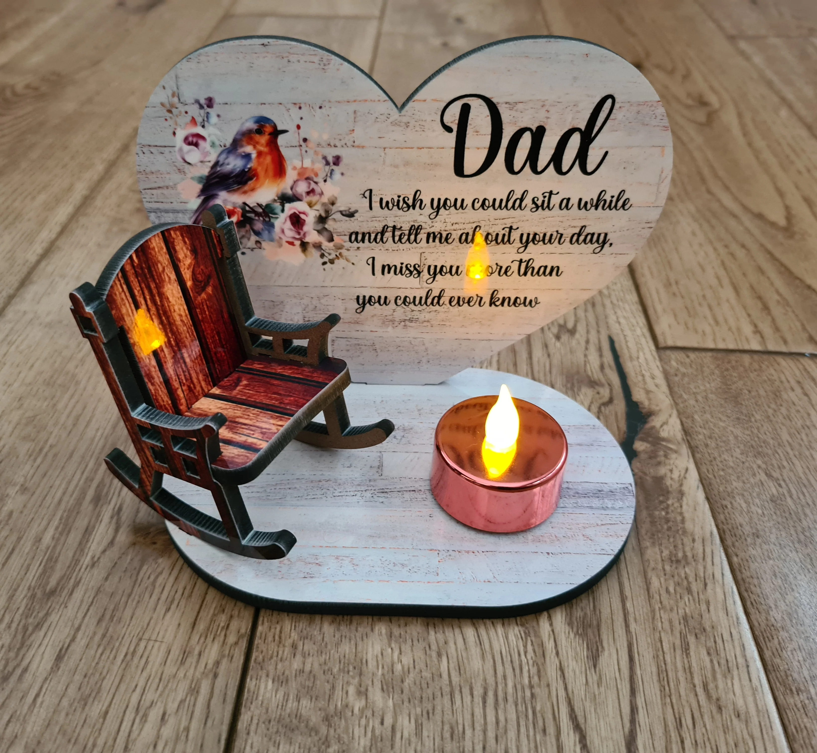 Heart & Single Chair Sublimation MDF Memorial Stand - Image 2
