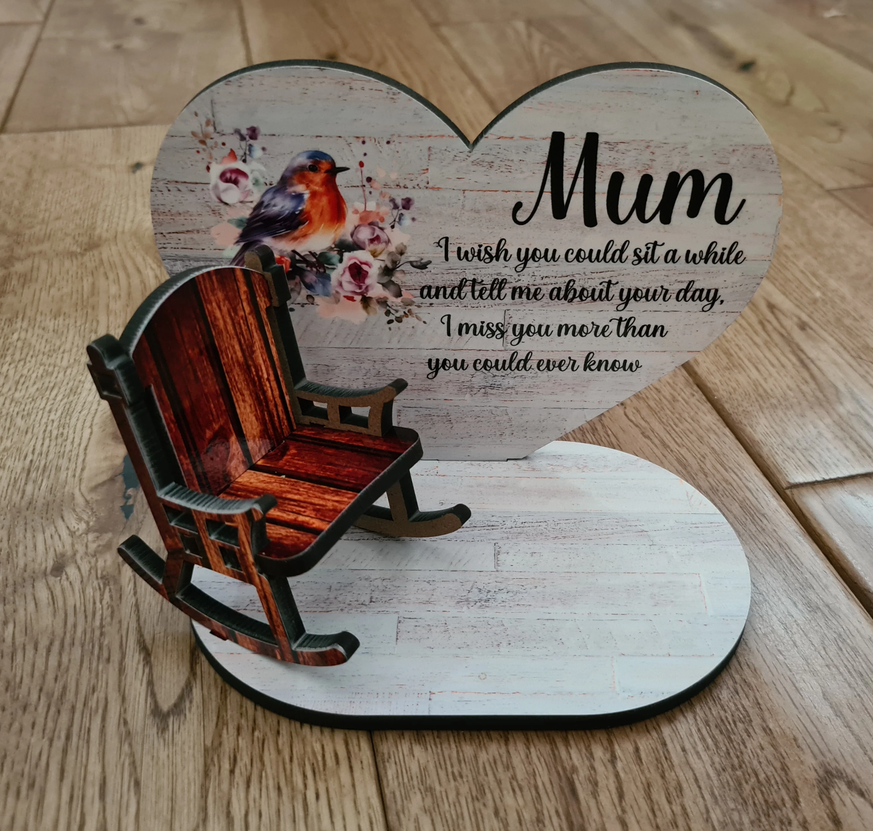 Heart & Single Chair Sublimation MDF Memorial Stand - Image 4