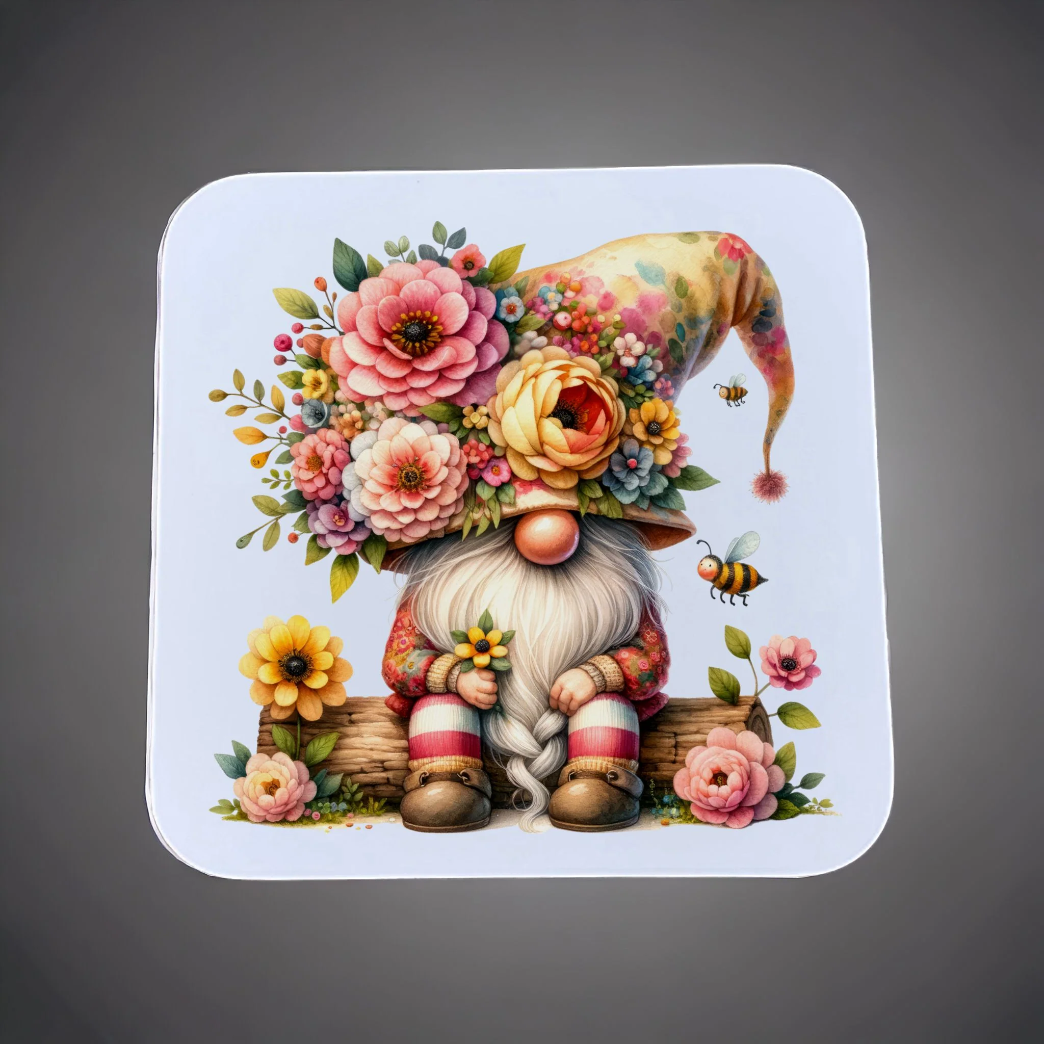 Floral Gonk/Gnome Coaster Sublimation Print - Image 4