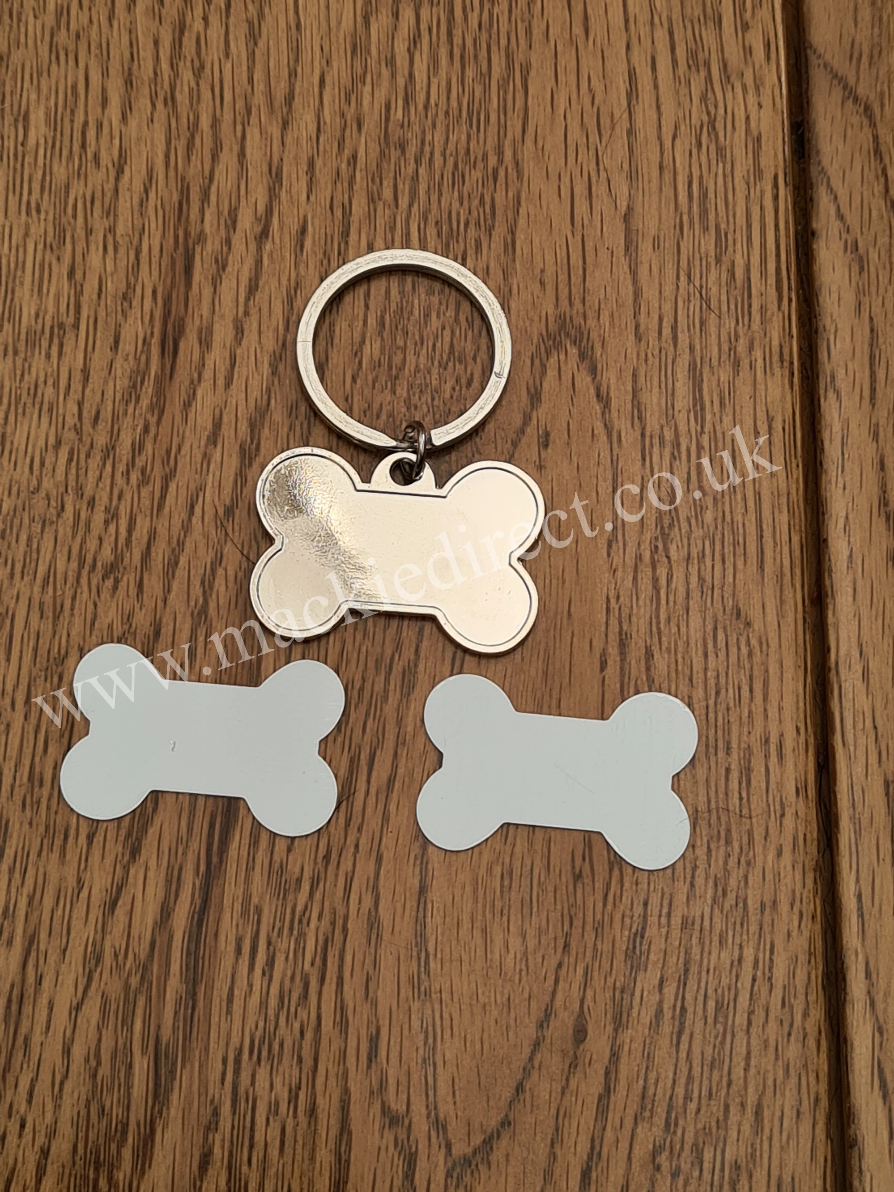 Metal Double Sided Sublimation Bone Shaped Dog Tag / Keyring - Image 2
