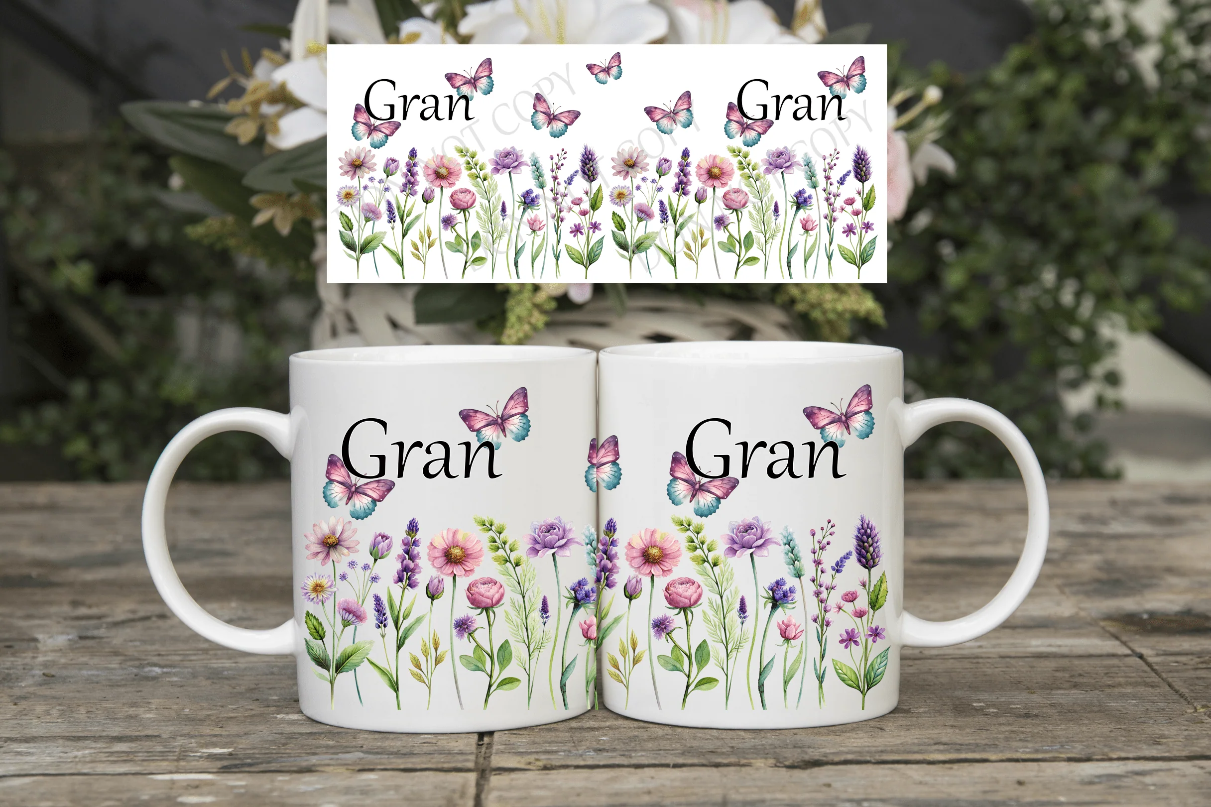 Mothers Day Flowers and Butterflies mug wrap sublimation print - Image 5