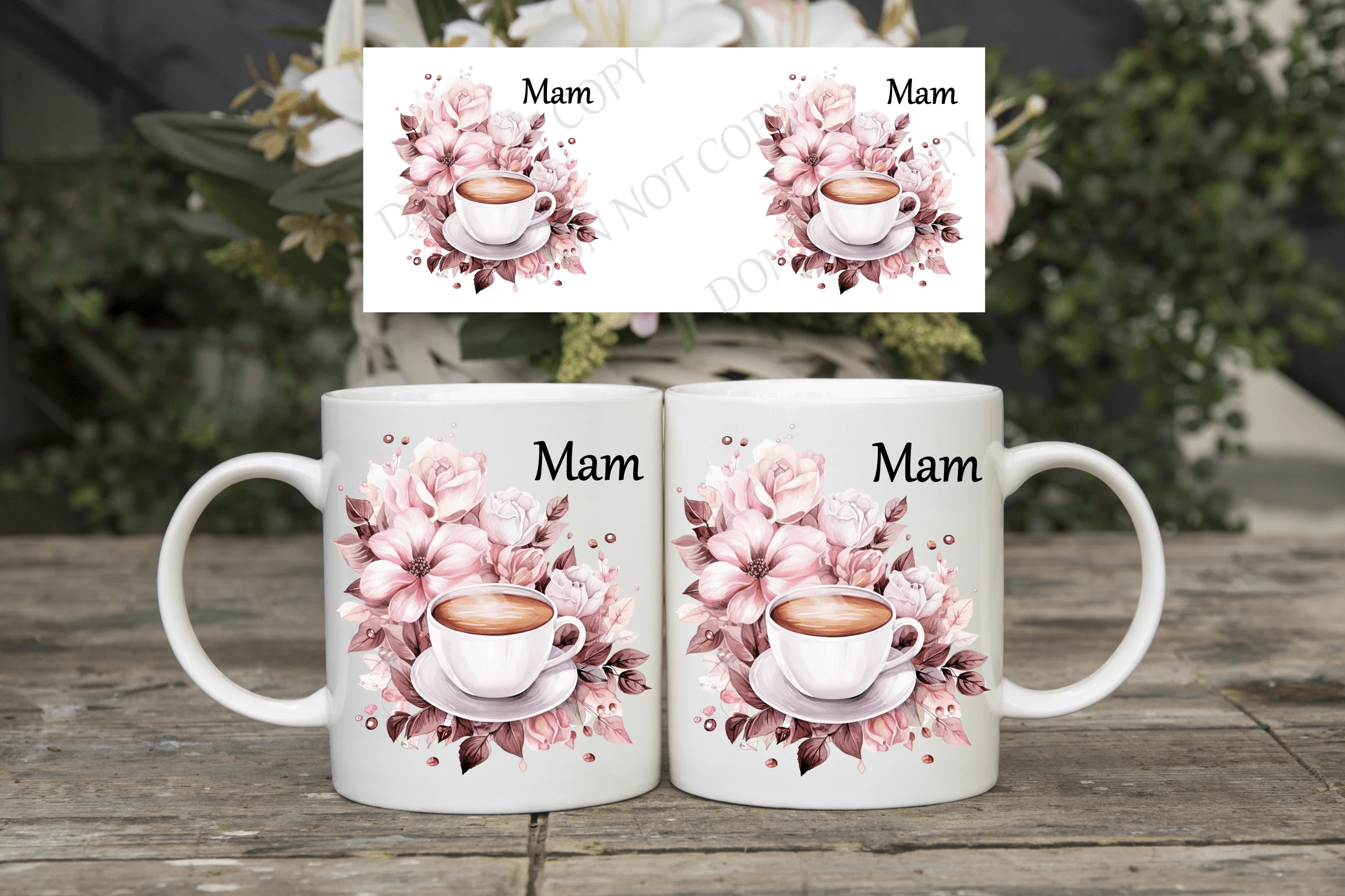 Mothers Day Purple Flower mug wrap sublimation print - Image 3