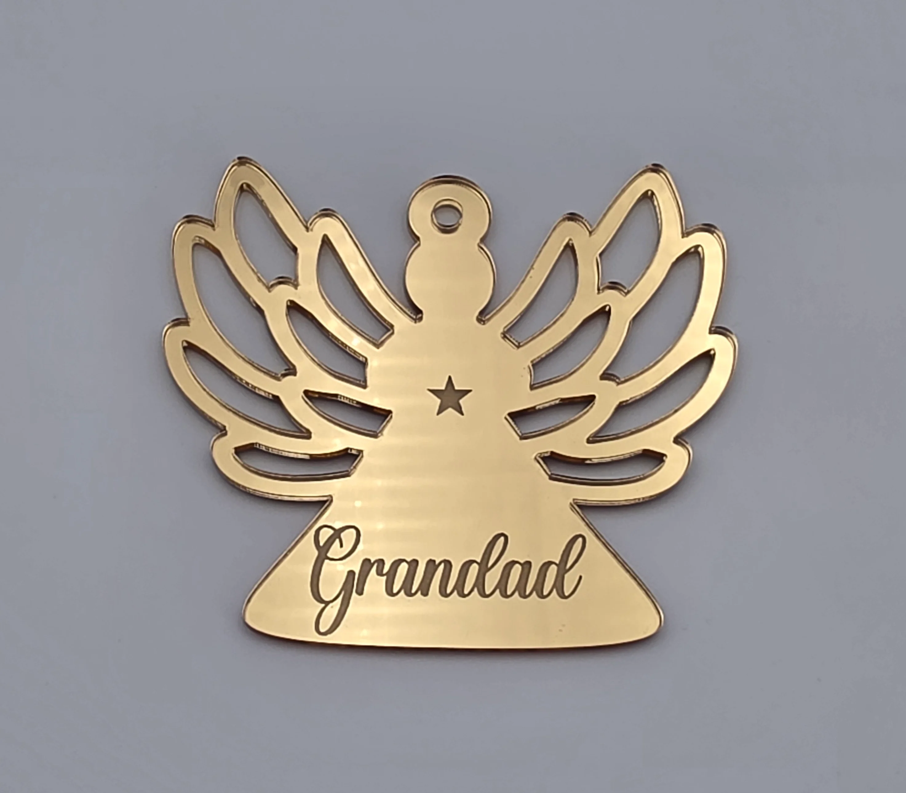 Personalised Acrylic Engraved Angel Bauble, Mirror Acrylic - Image 3