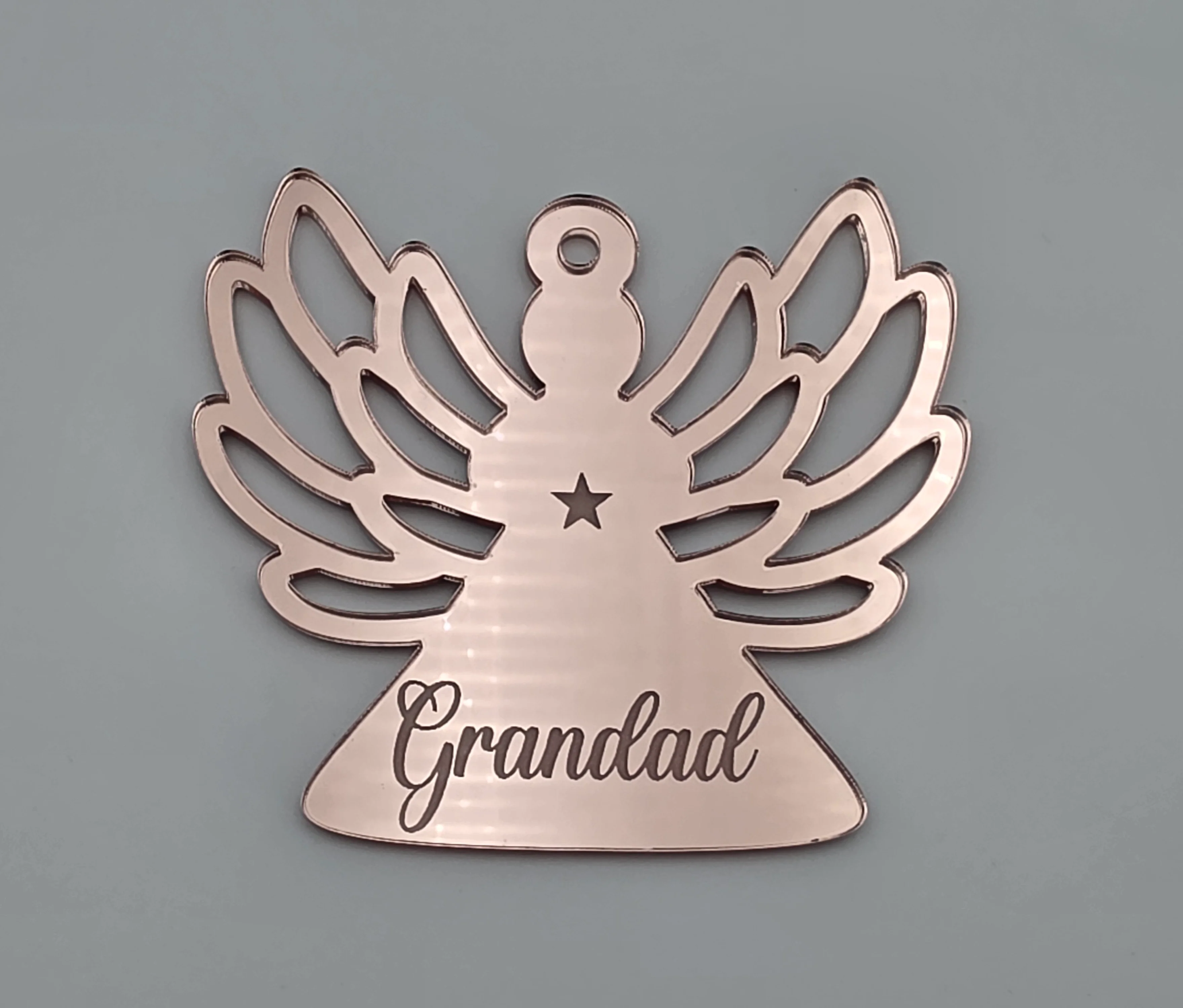 Personalised Acrylic Engraved Angel Bauble, Mirror Acrylic - Image 4
