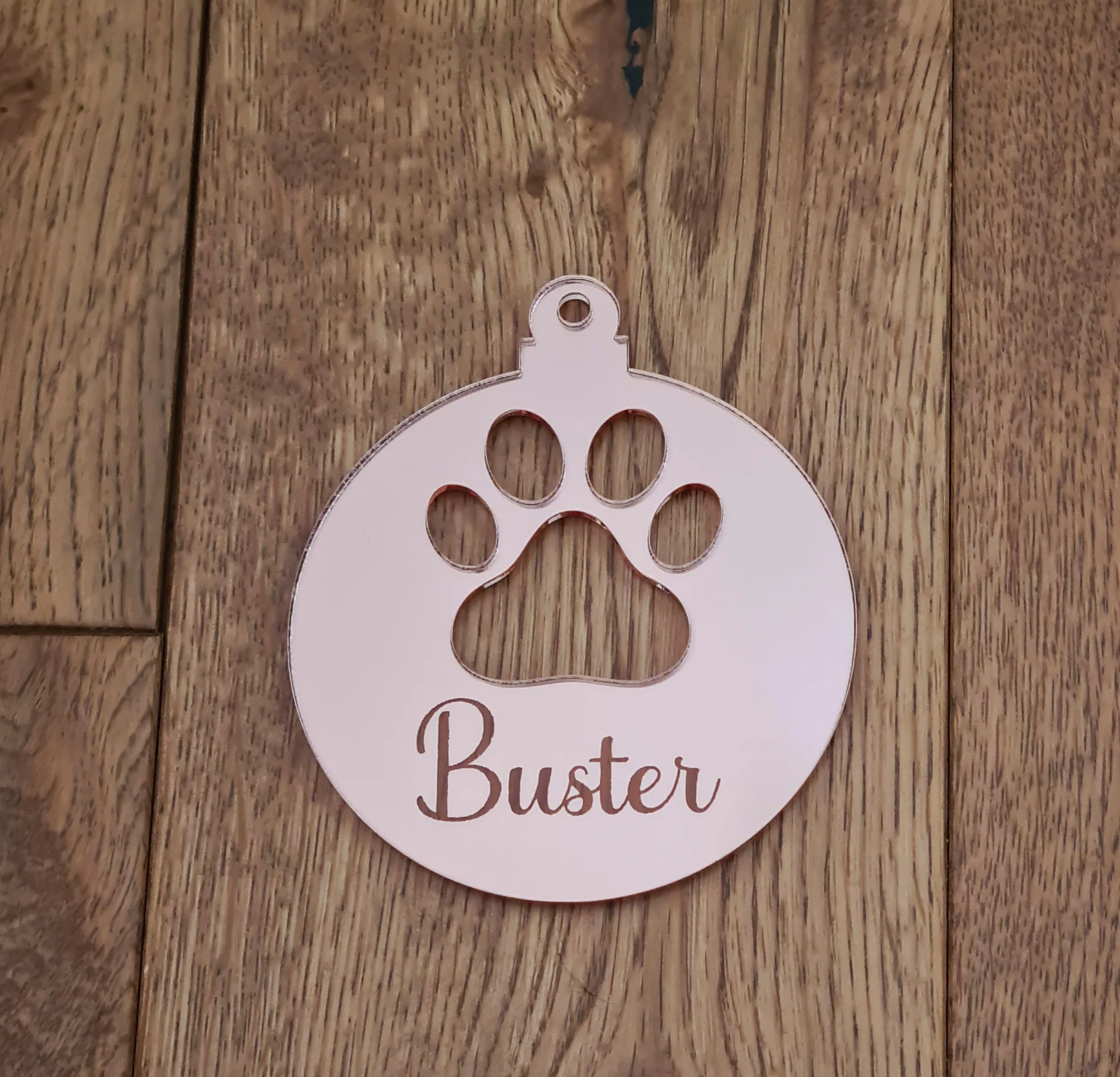 Personalised Acrylic Pawprint Cut Out Bauble Christmas Tree Decoration - Image 3
