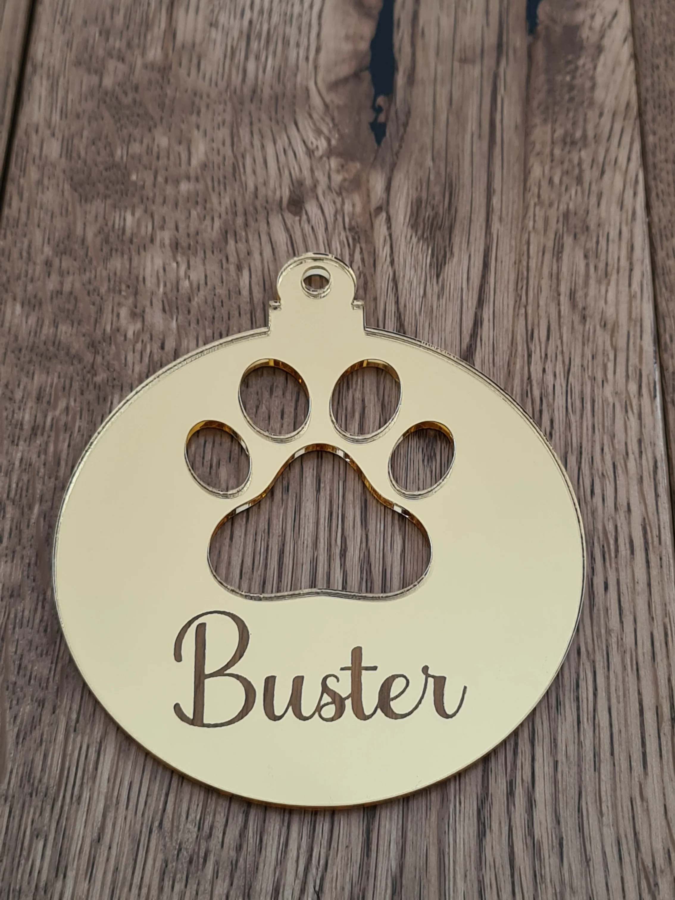 Personalised Acrylic Pawprint Cut Out Bauble Christmas Tree Decoration - Image 4