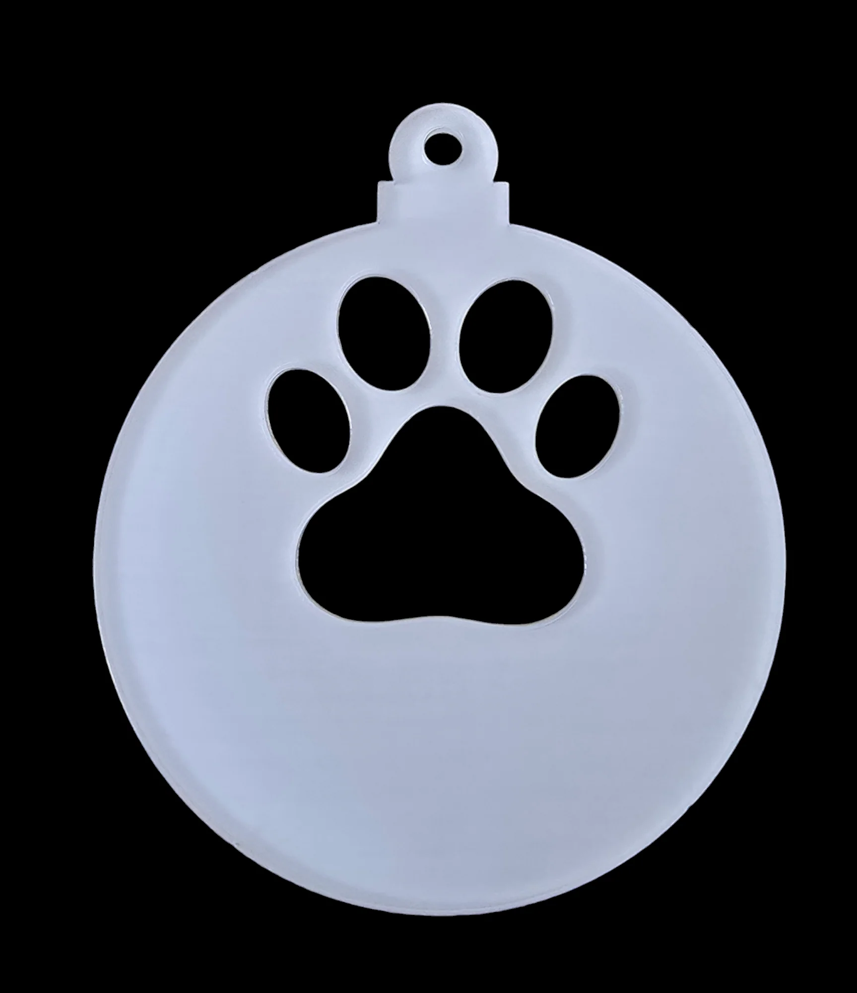 Acrylisub Sublimation Coated Acrylic Large Pawprint Cut Out Bauble Christmas Tree Decoration