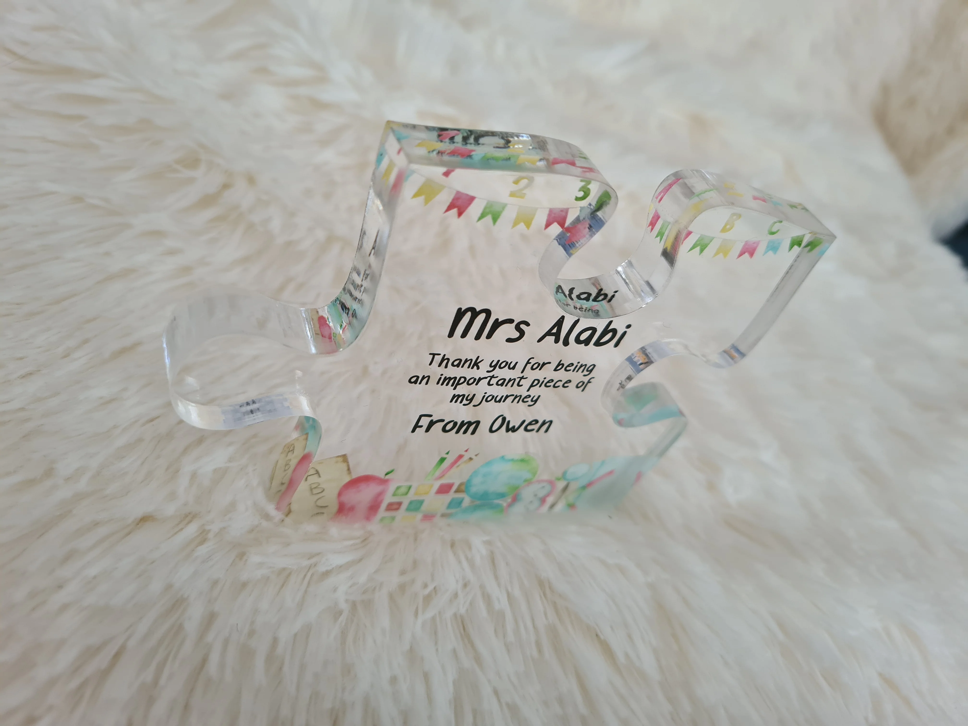 UV Printed Acrylic Puzzle Piece - Teacher Gift - Image 4