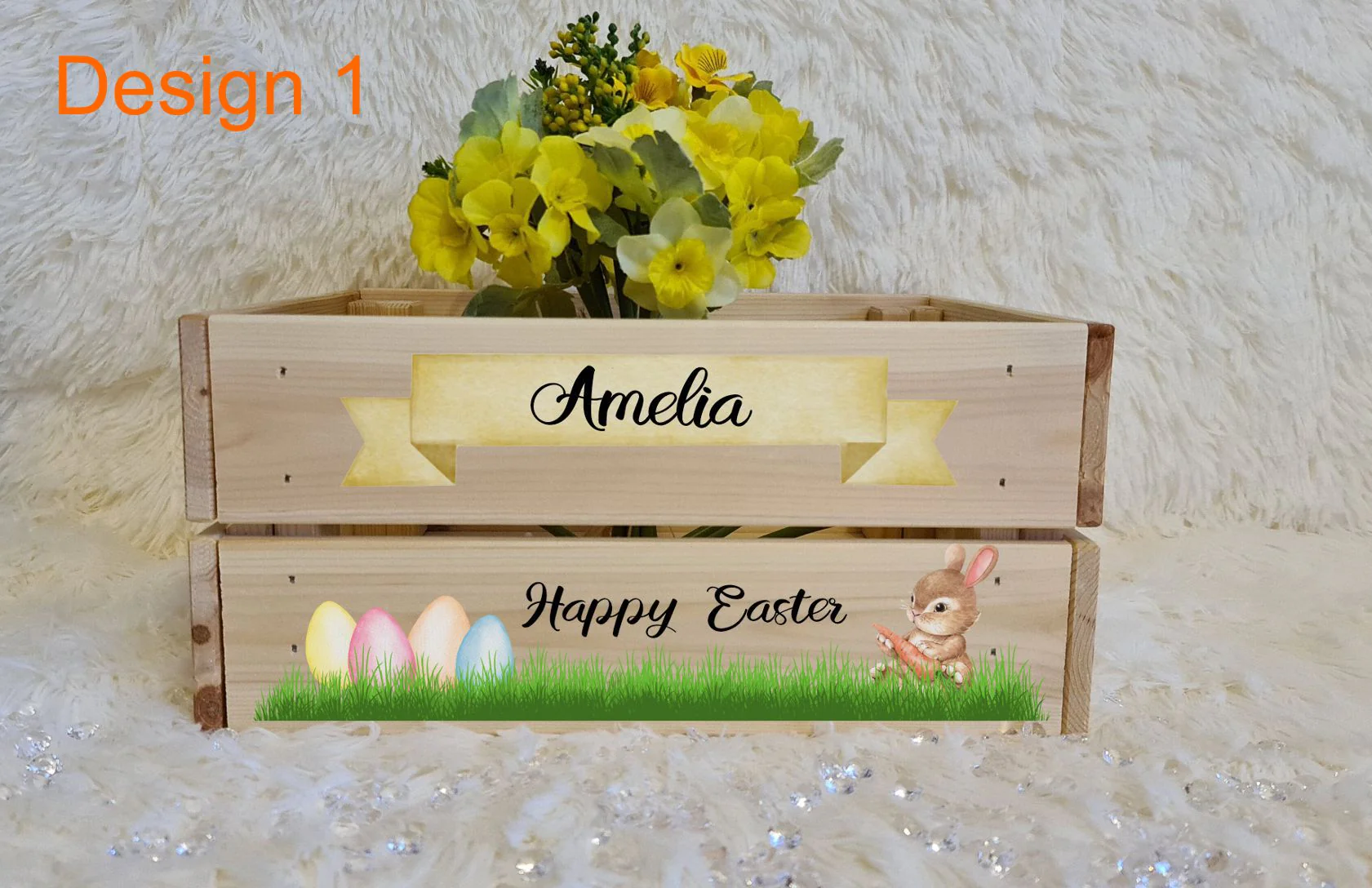 UV Printed Easter Wooden Crate - Fully Personalised - Image 3