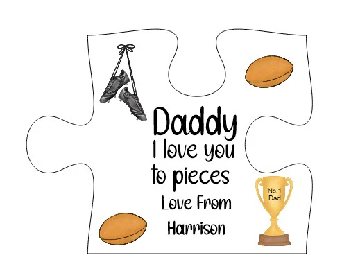 UV Printed Freestanding Puzzle Piece - Male Relations - Football / Rugby / Fishing / Chess & Gardening - Image 3