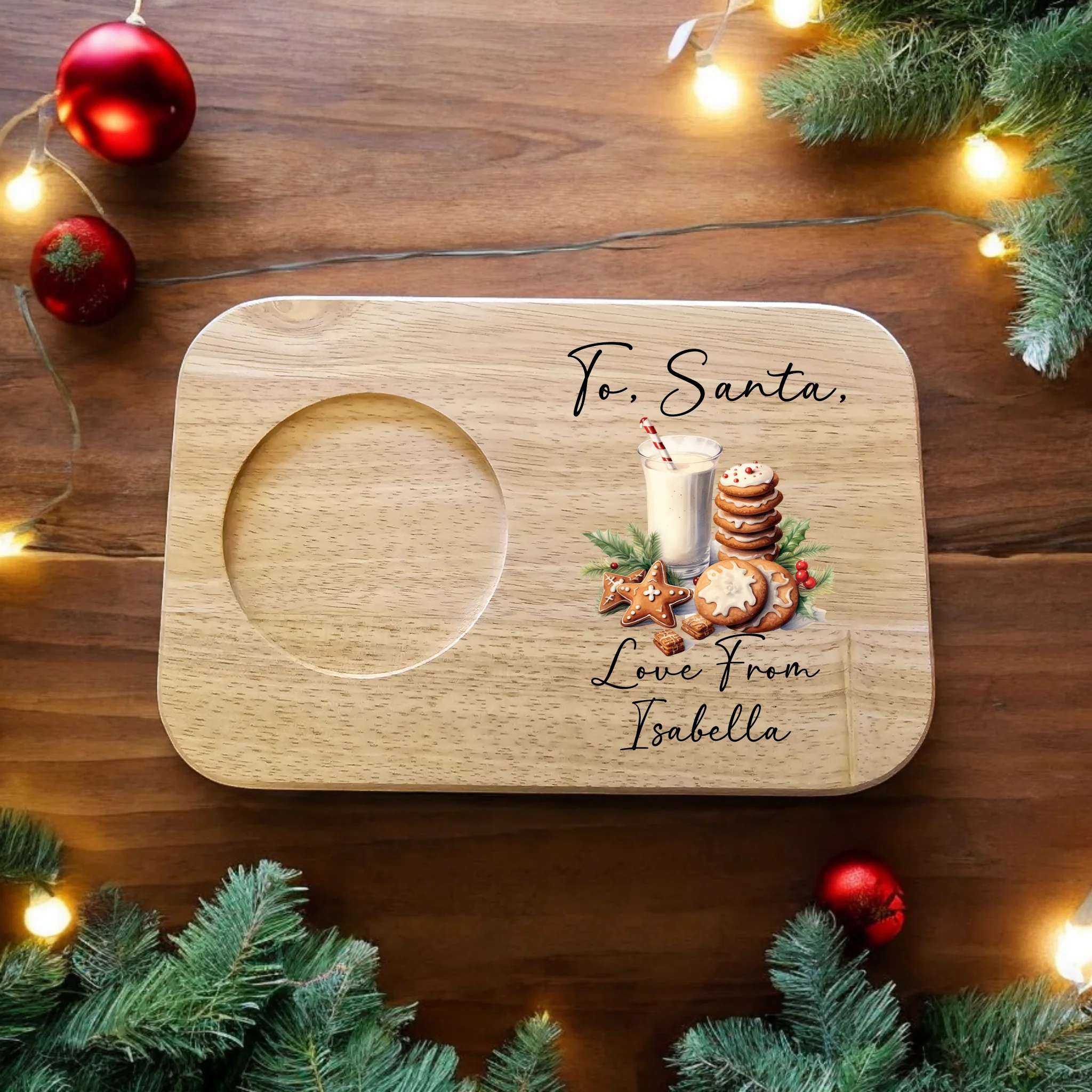 UV Printed Santa Milk & Cookies Board - Fully Personalised - Image 3
