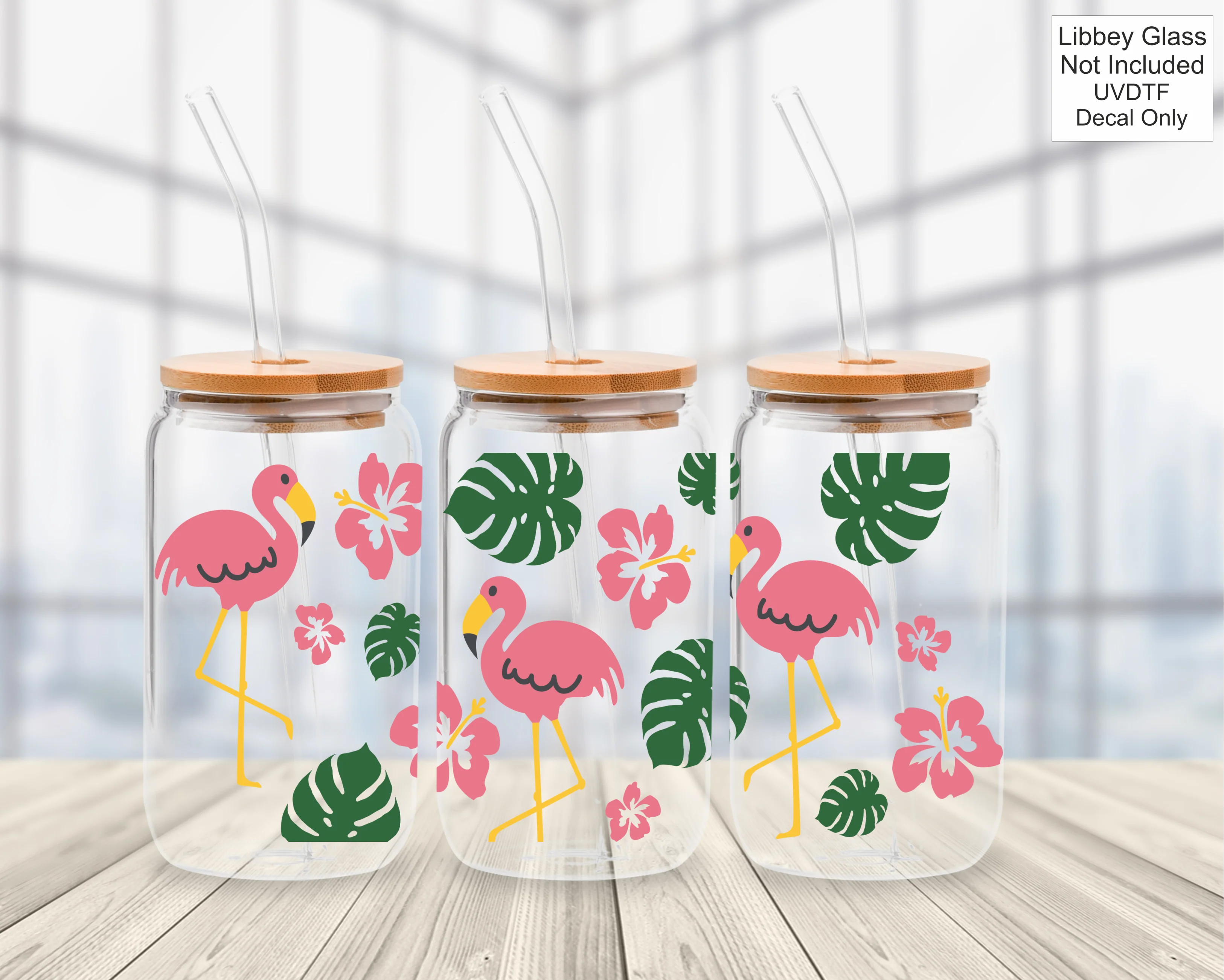 UVDTF 16oz Libbey Glass Wrap - Flamingo - Image 3