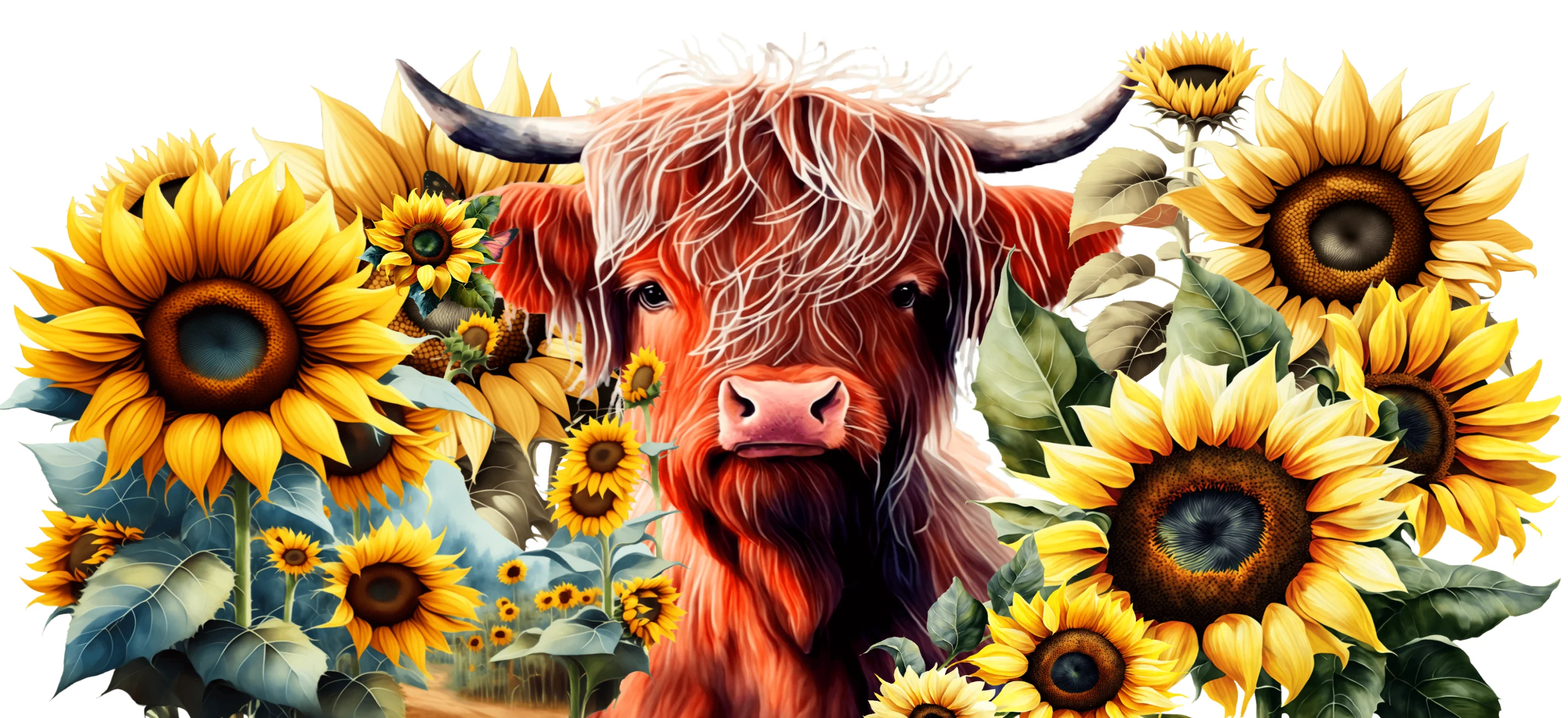 UVDTF 16oz Libbey Glass Wrap - Highland Cow Sunflowers - Image 2