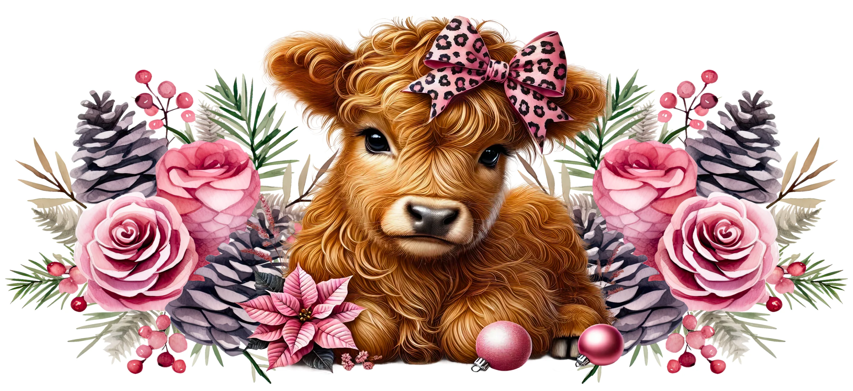 UVDTF 16oz Libbey Glass Wrap - Pink Highland Cow - Image 2