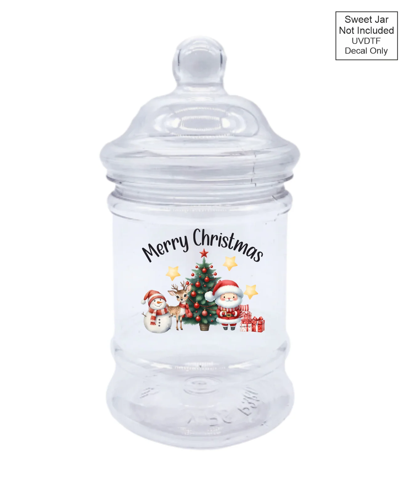 UVDTF Merry Christmas with Santa, Snowman and Reindeer - Sweet jar - Image 4