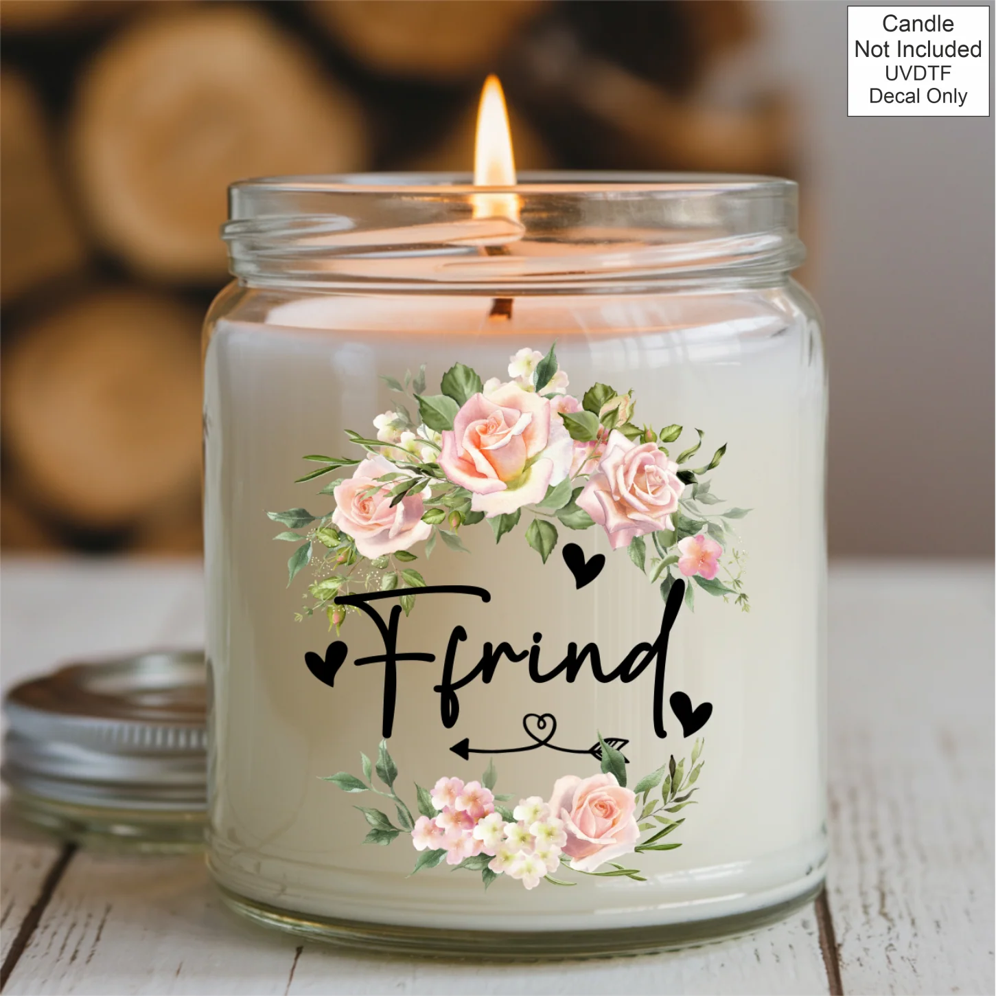 UVDTF Mothers Day Candle pink flowers- Welsh Names - Image 9