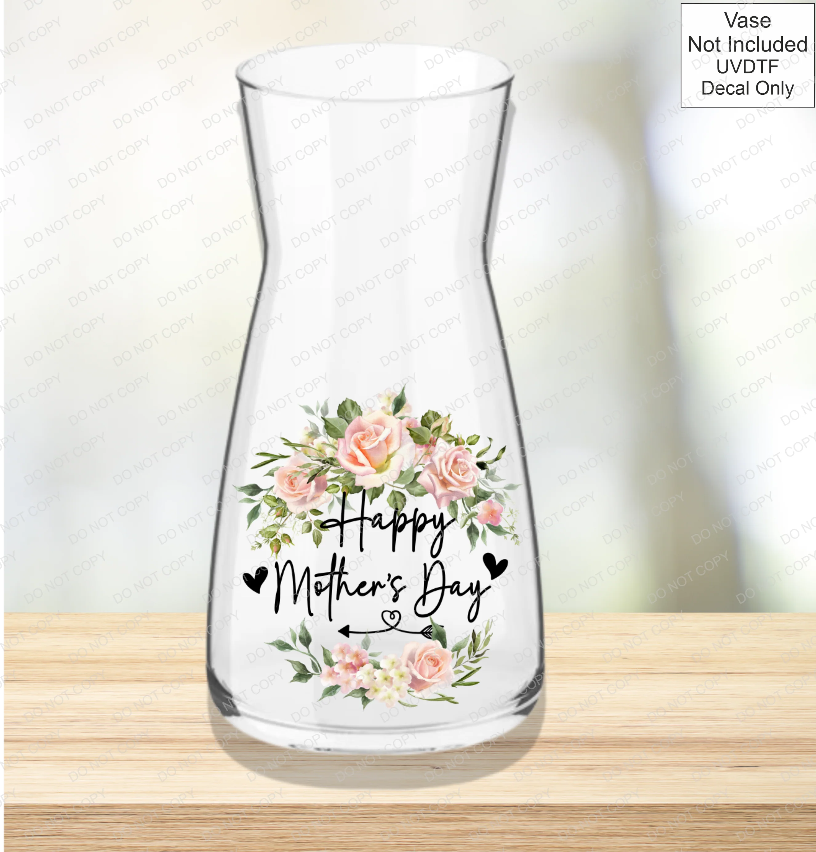 UVDTF Mothers Day Vase - Pink Roses - Image 10