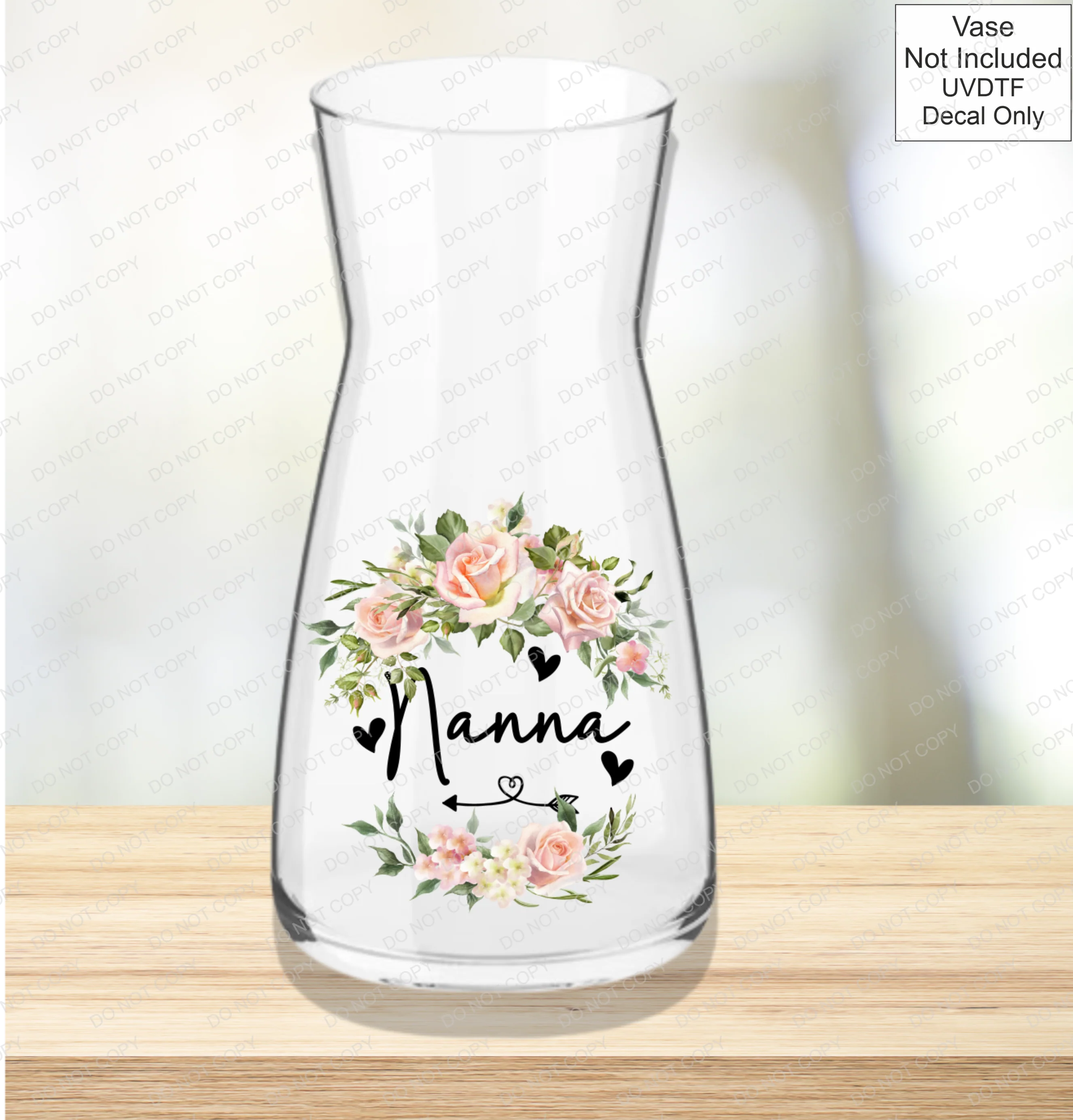 UVDTF Mothers Day Vase - Pink Roses - Image 13