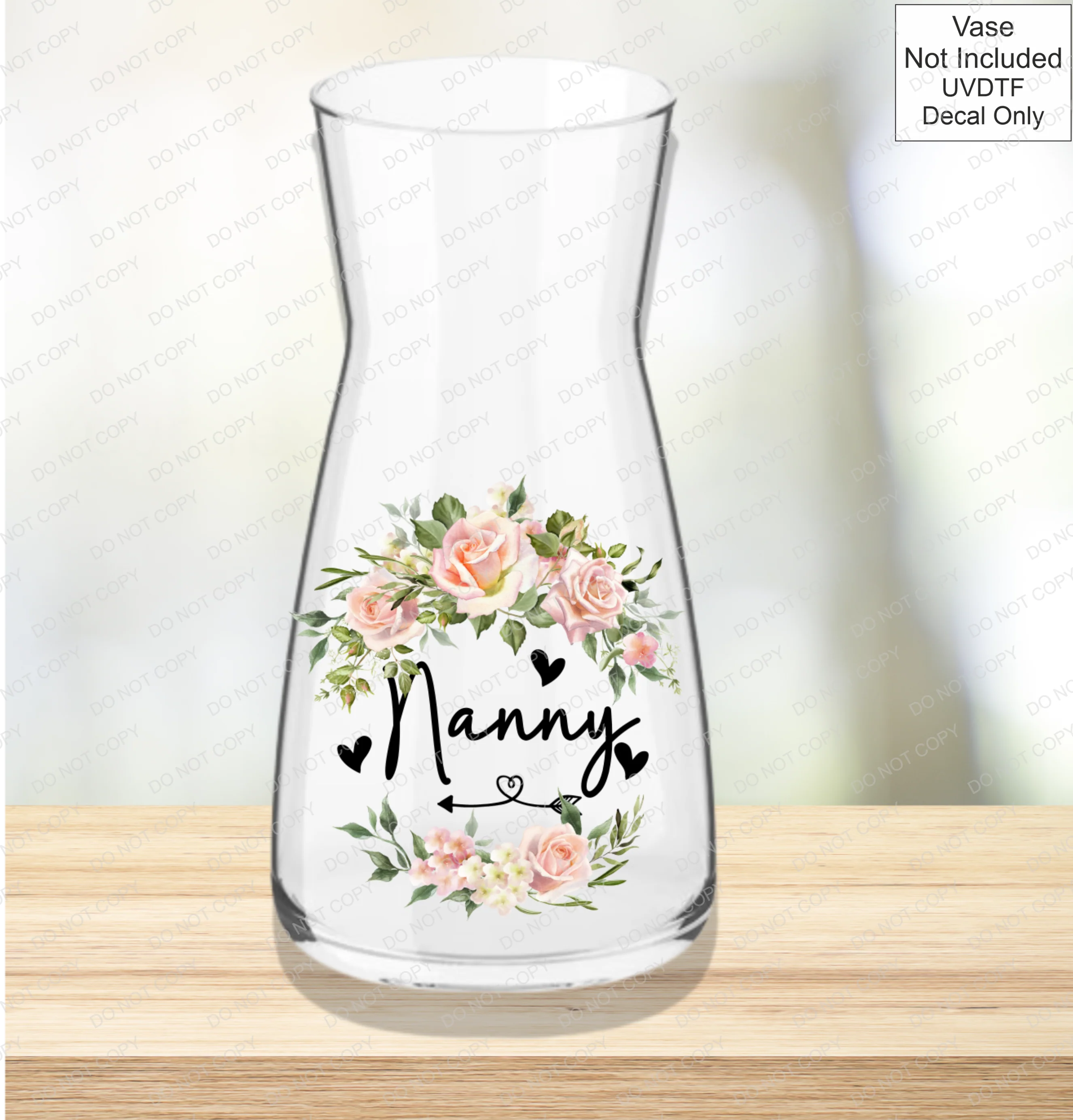 UVDTF Mothers Day Vase - Pink Roses - Image 15