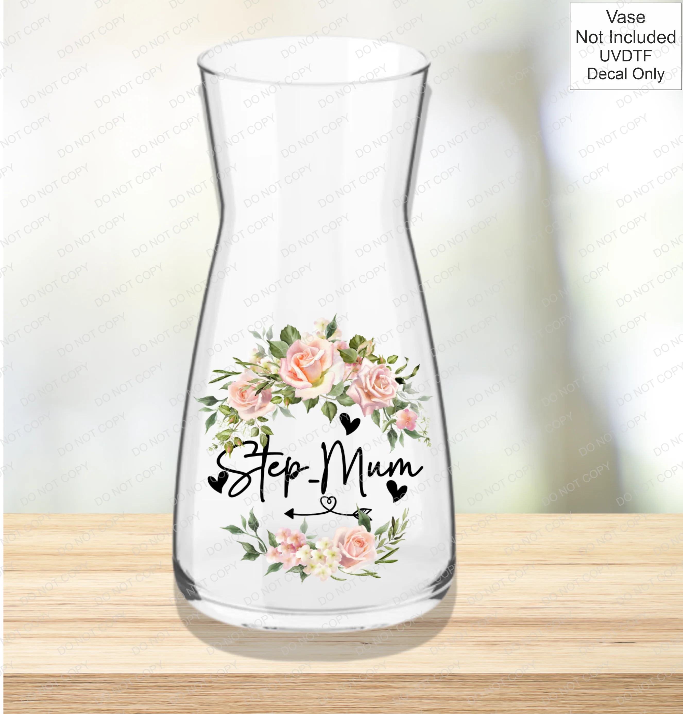 UVDTF Mothers Day Vase - Pink Roses - Image 16