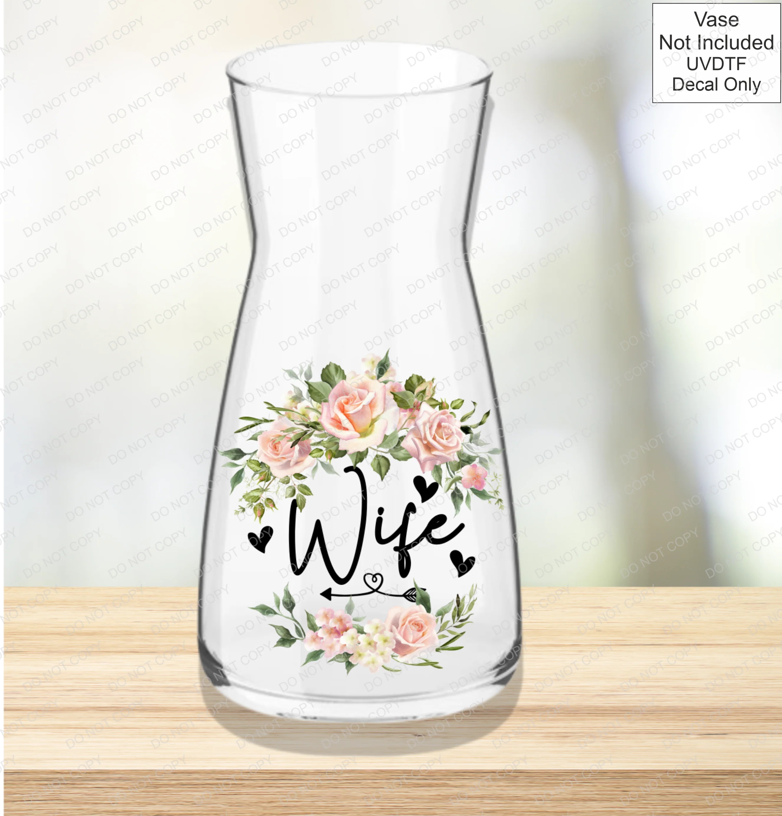 UVDTF Mothers Day Vase - Pink Roses - Image 17