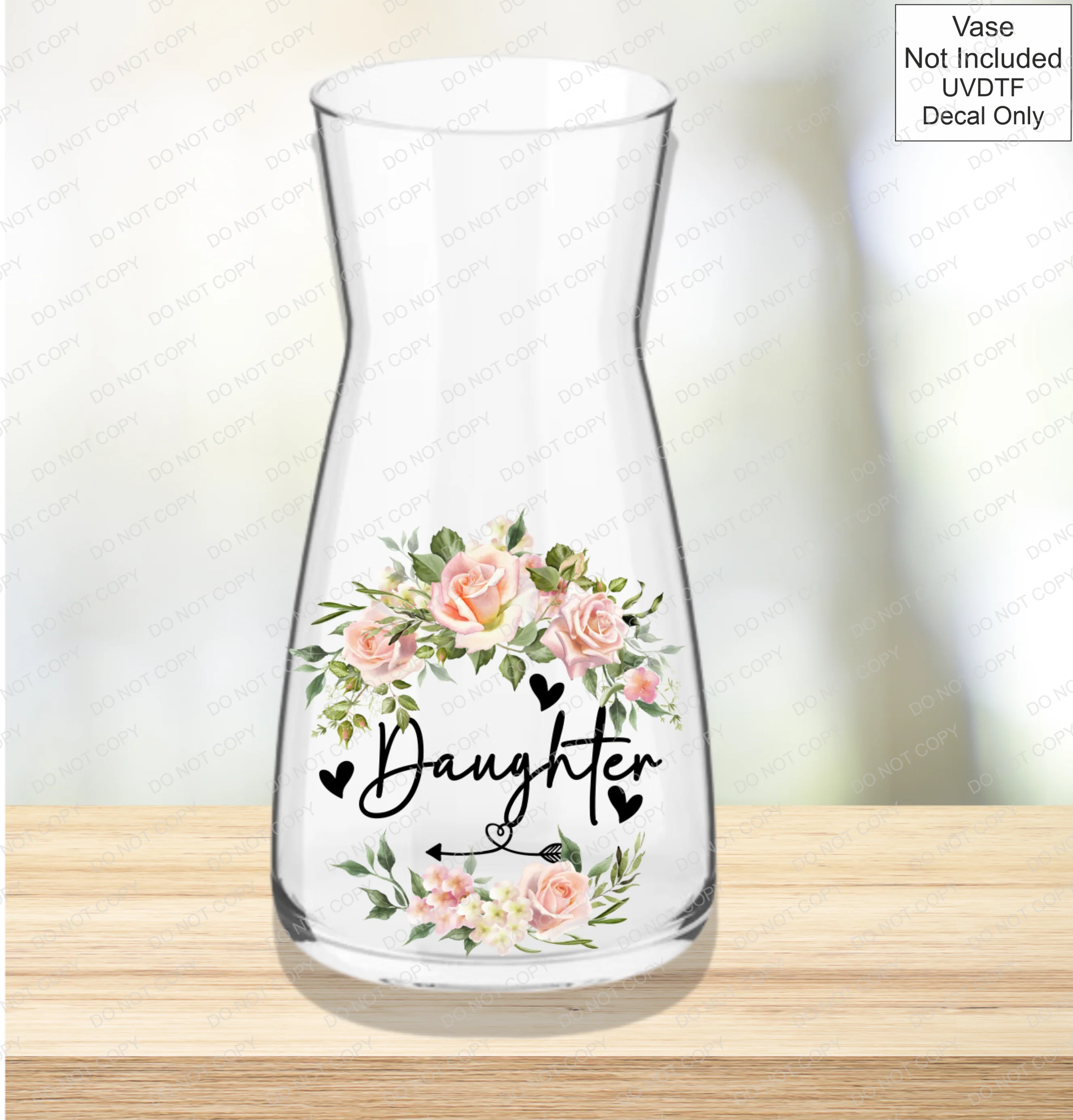 UVDTF Mothers Day Vase - Pink Roses - Image 19