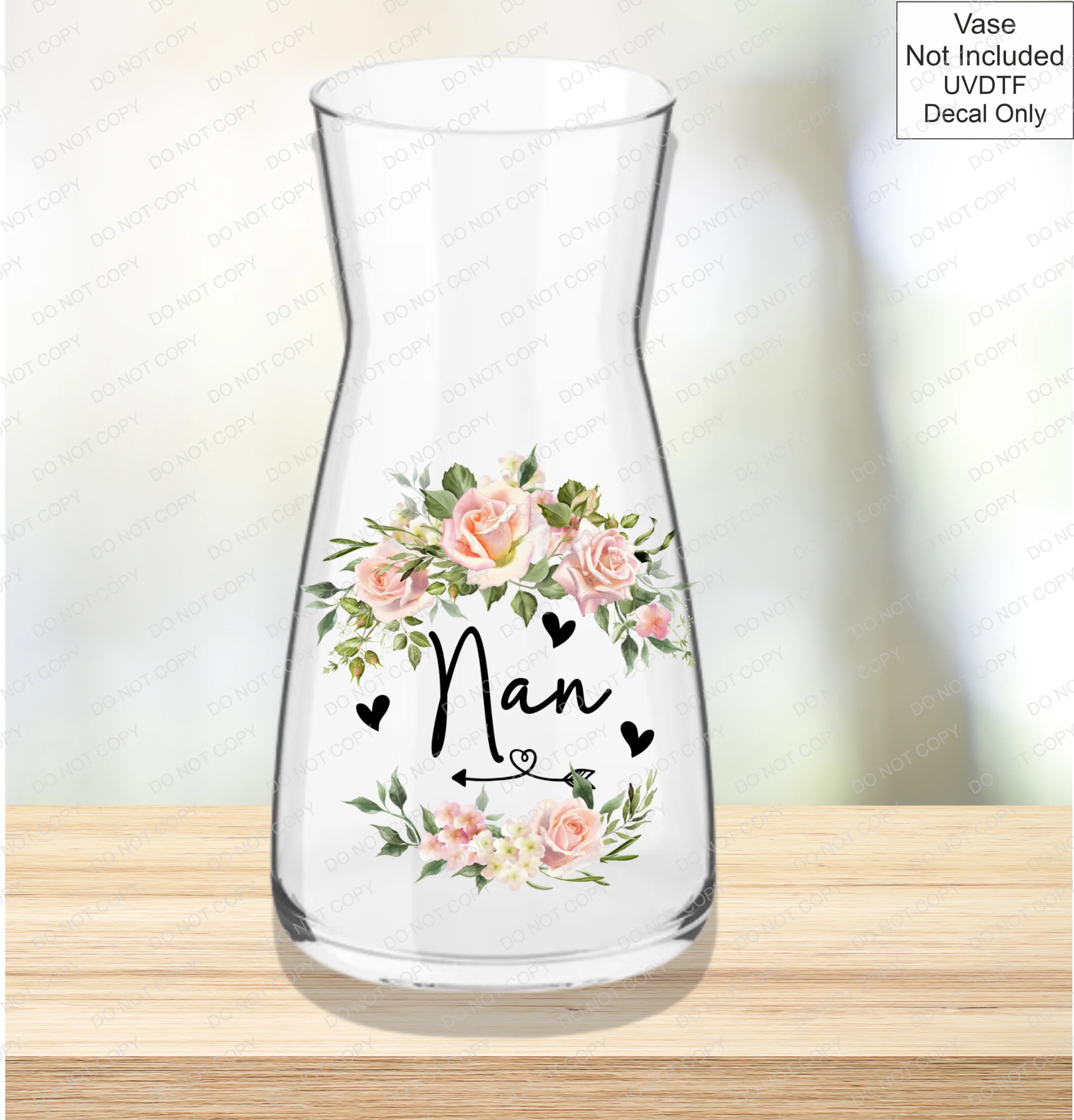 UVDTF Mothers Day Vase - Pink Roses - Image 25