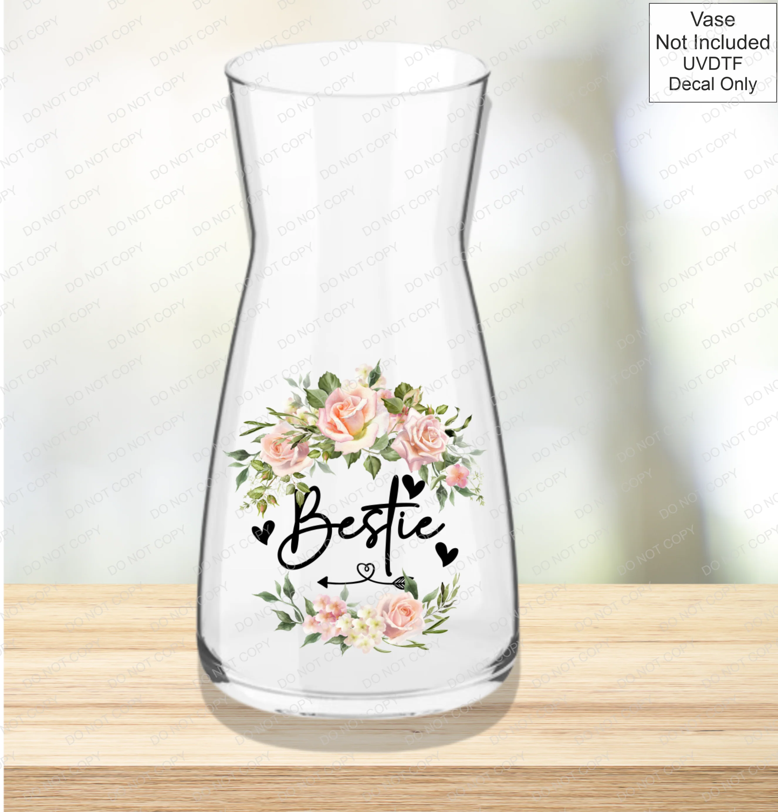 UVDTF Mothers Day Vase - Pink Roses - Image 28
