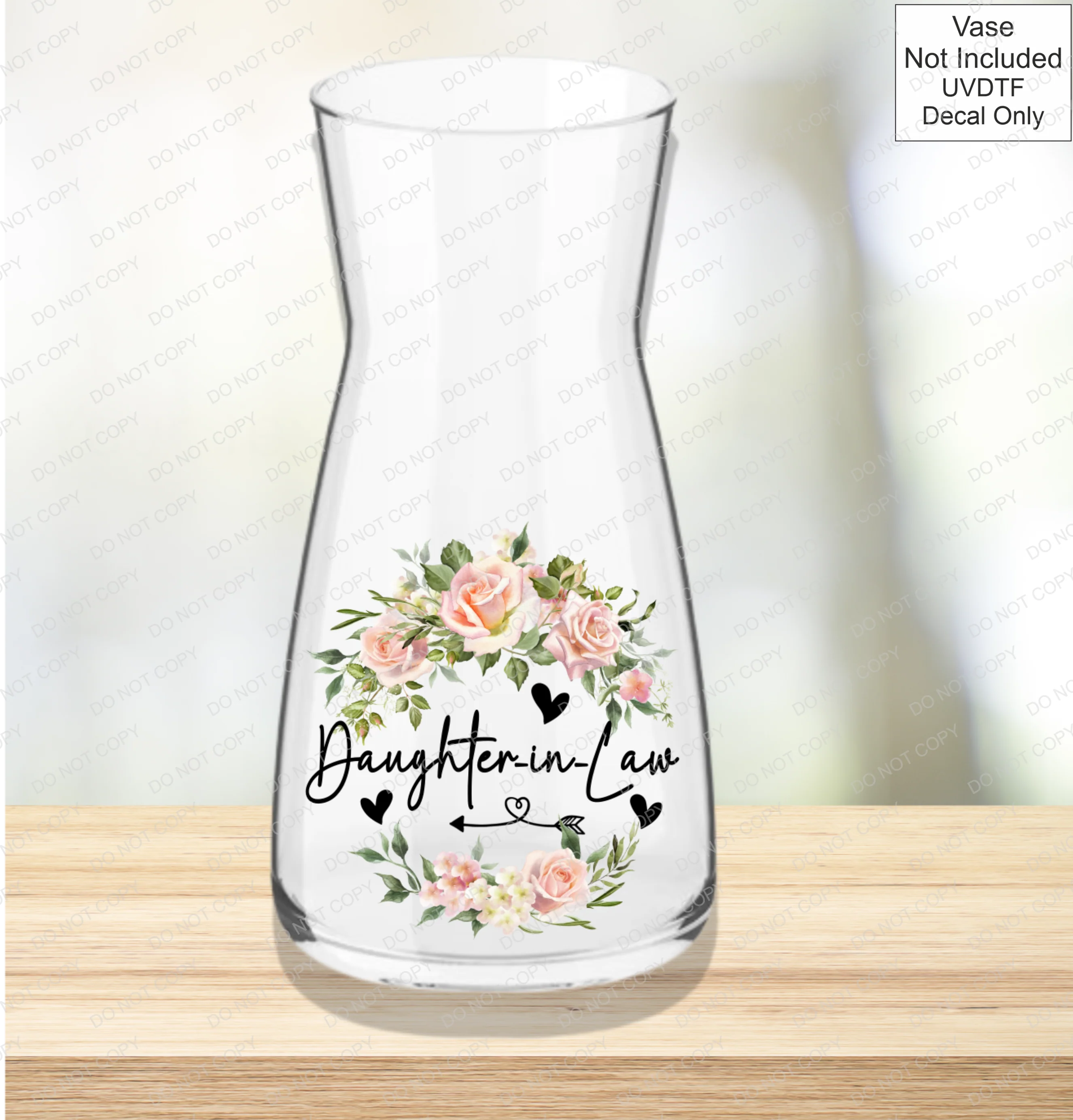 UVDTF Mothers Day Vase - Pink Roses - Image 29