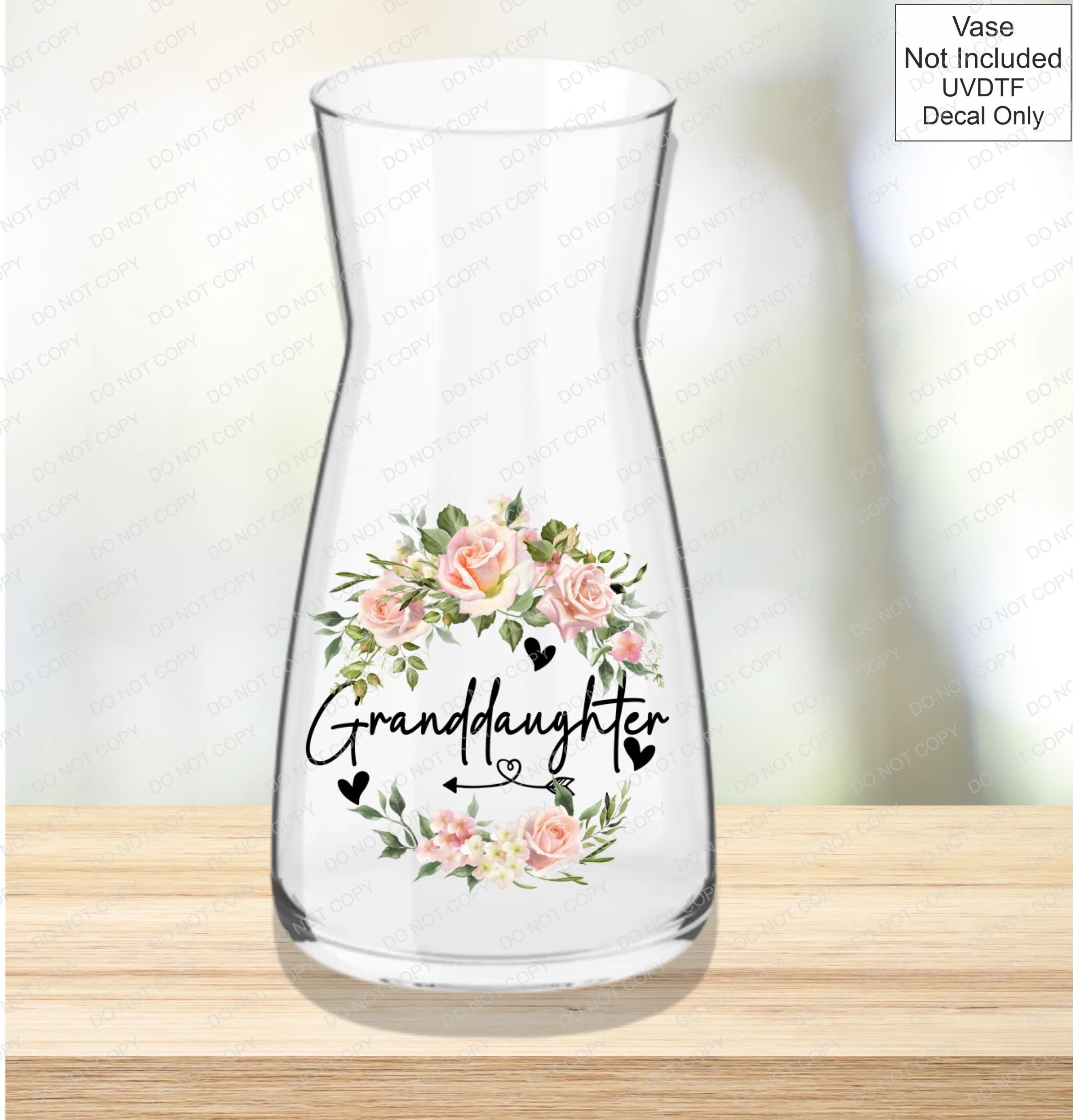 UVDTF Mothers Day Vase - Pink Roses - Image 5