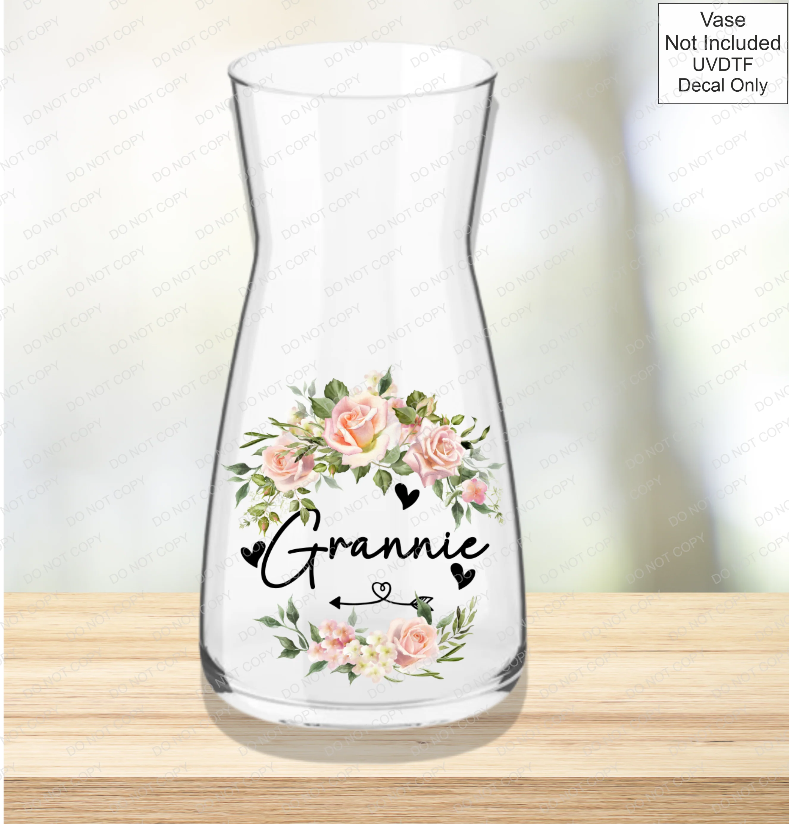 UVDTF Mothers Day Vase - Pink Roses - Image 6