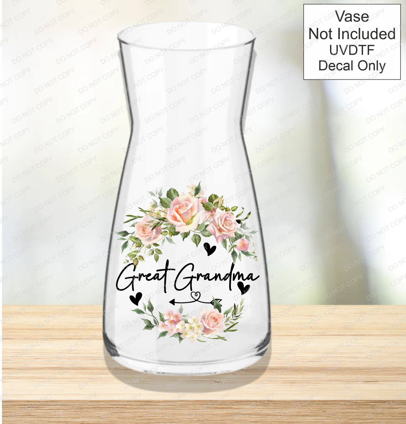 UVDTF Mothers Day Vase - Pink Roses - Image 8