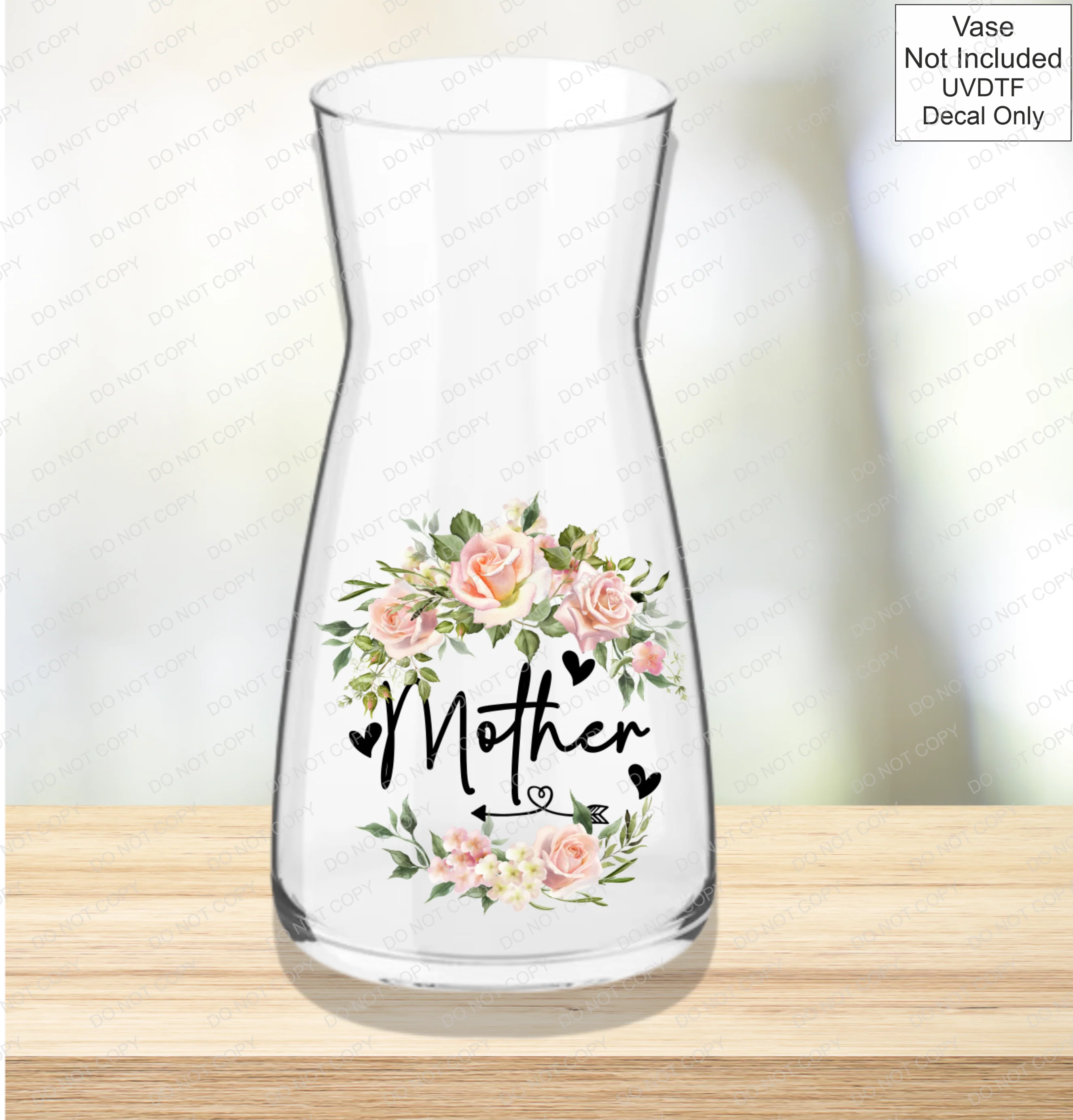 UVDTF Mothers Day Vase - Pink Roses - Image 9