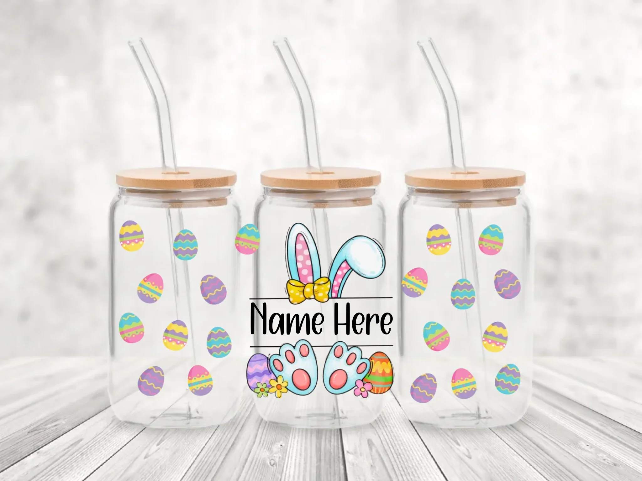 UVDTF Personalised Easter Libbey Glass Wrap